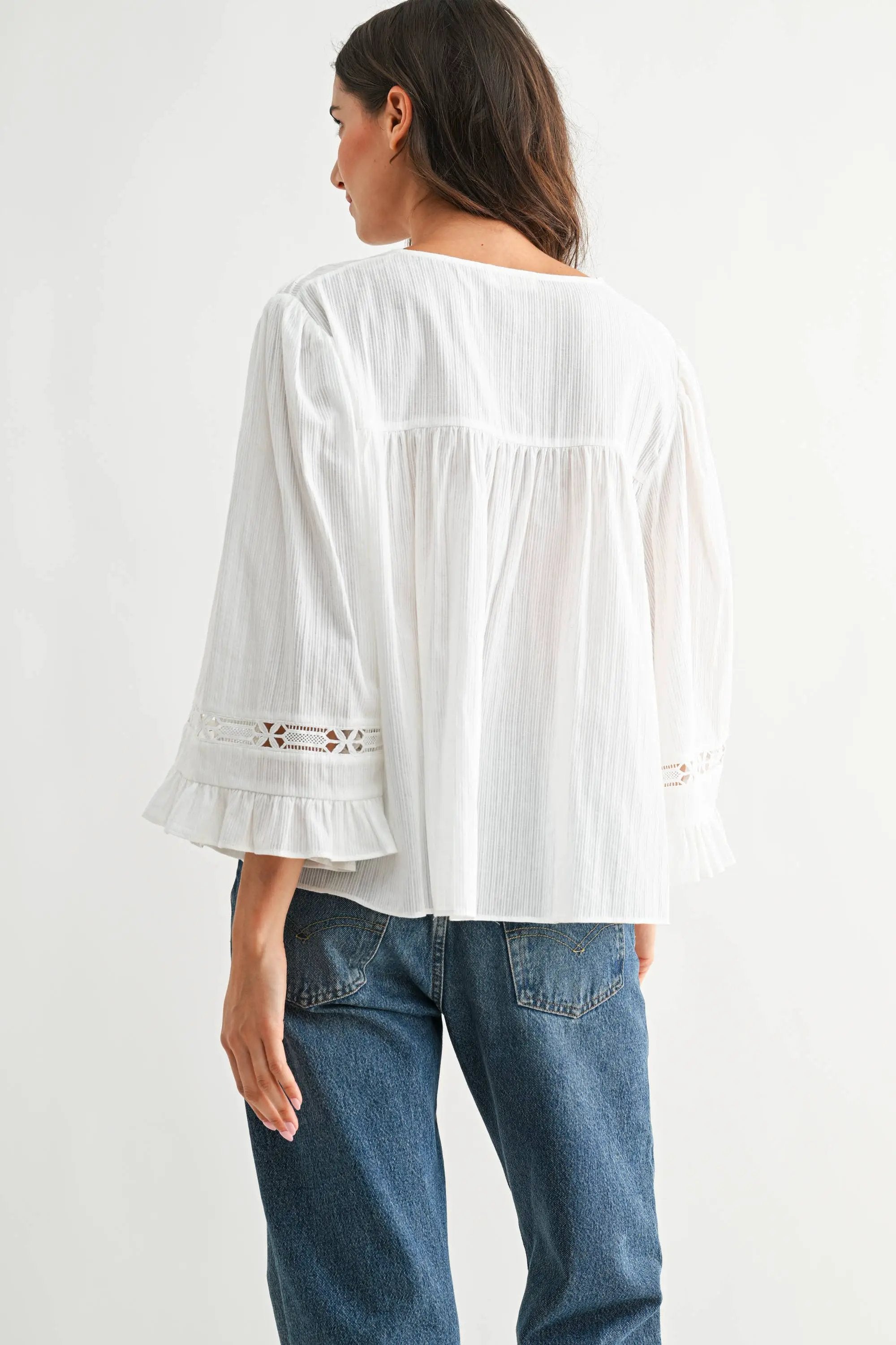 Camellia The Grace Lace Pintuck Blouse – Off White - Blouses