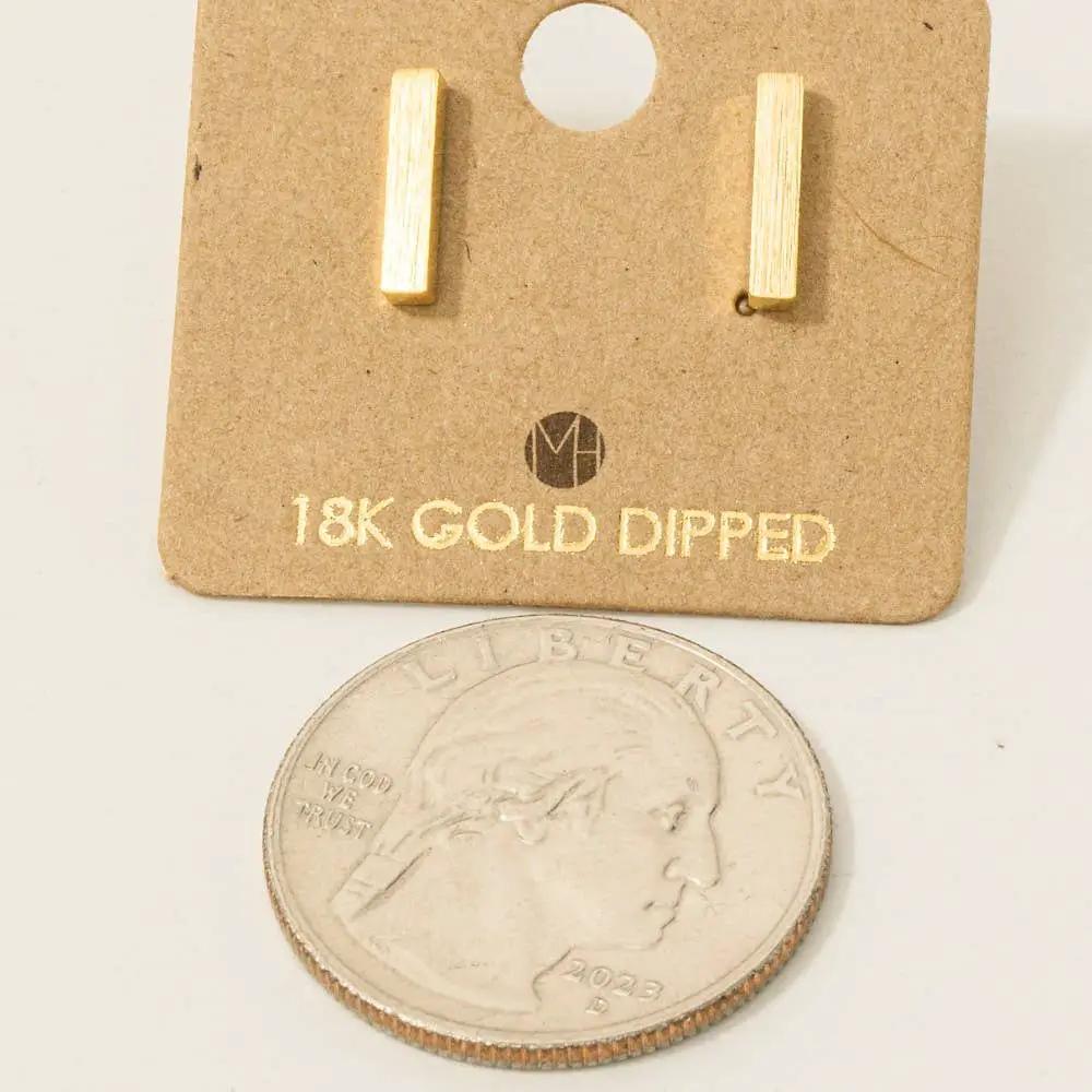 Fame Accessories 18K Gold Dipped Dainty Mini Bar Stud Earrings: Small - Earrings