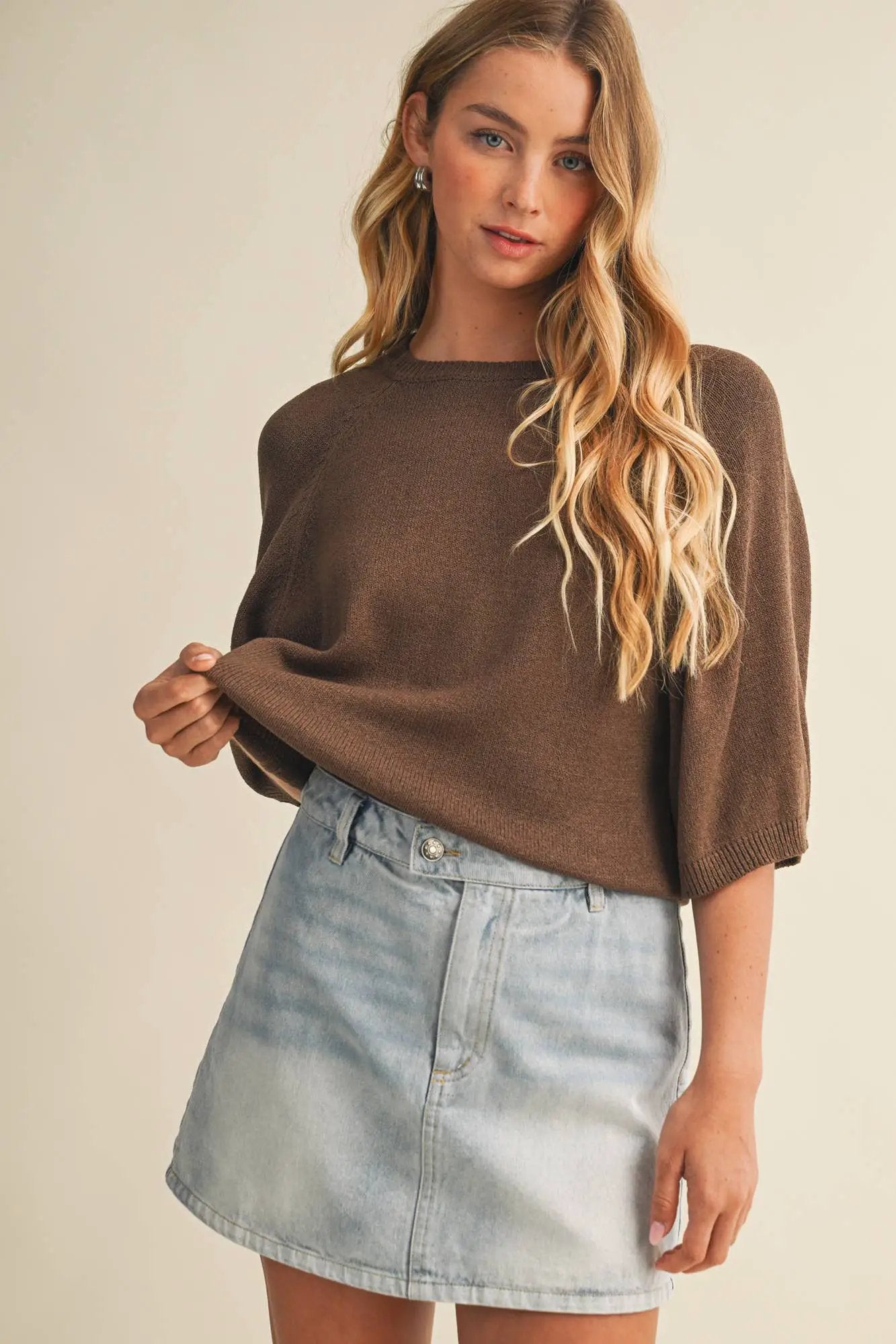 Mustard Seed Mustard Seed - RAGLAN SHORT SLEEVE SWEATER - Sweaters