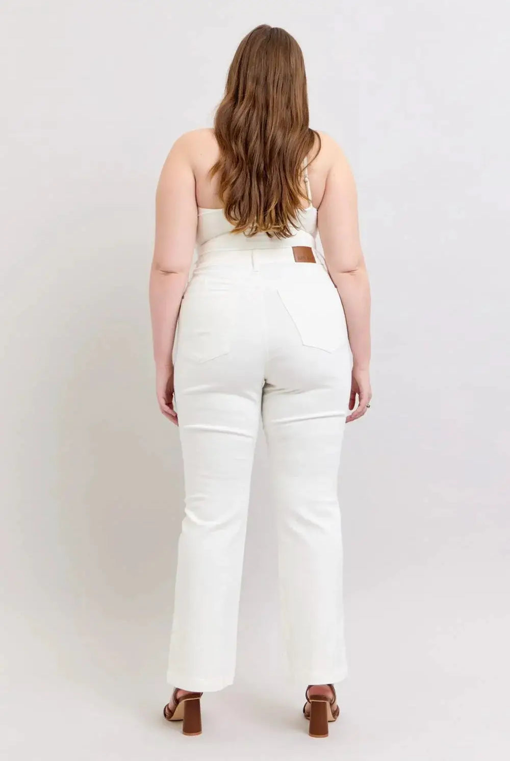 Judy Blue Judy Blue High Waist Slit Bottom Boot Cut REG & CURVY Jeans - Jeans Judy Blue White Denim
