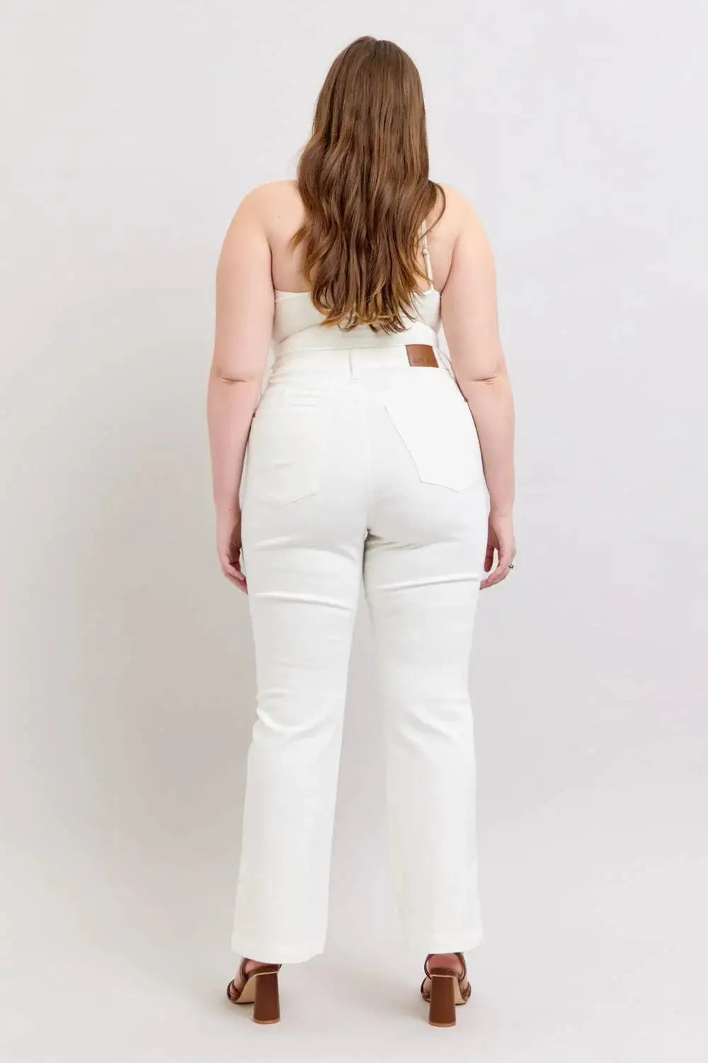 Judy Blue Judy Blue High Waist Slit Bottom Boot Cut REG & CURVY Jeans - Jeans Judy Blue White Denim