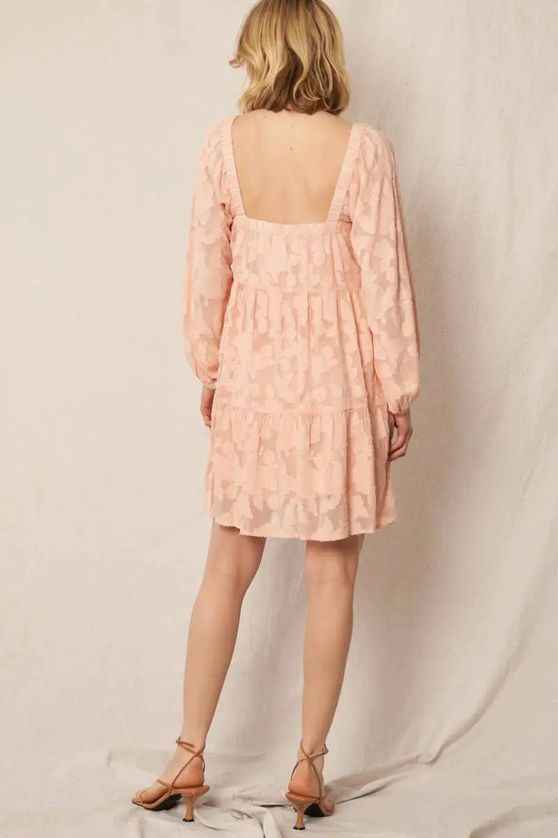 En Crème En Crème Long Sleeve Blush Burnout Mini Dress - Dresses