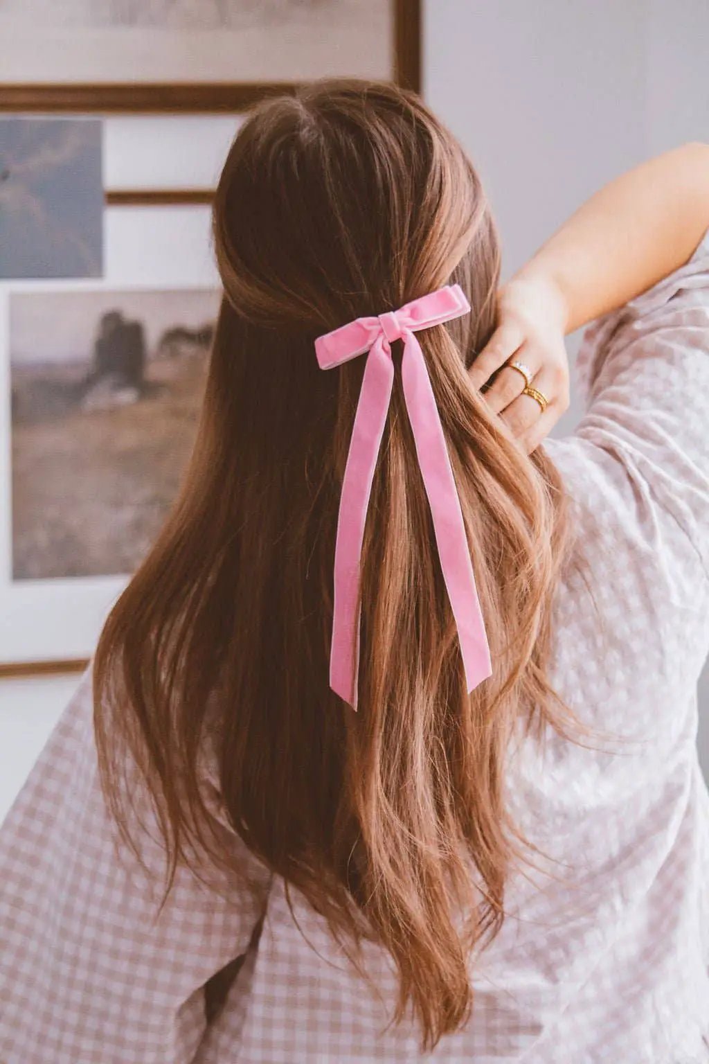 Shop ANDi Shop ANDi - Velvet Double Bow Barrette: Pink - Hair Pins, Claws & Clips Velvet double bow pink barrette