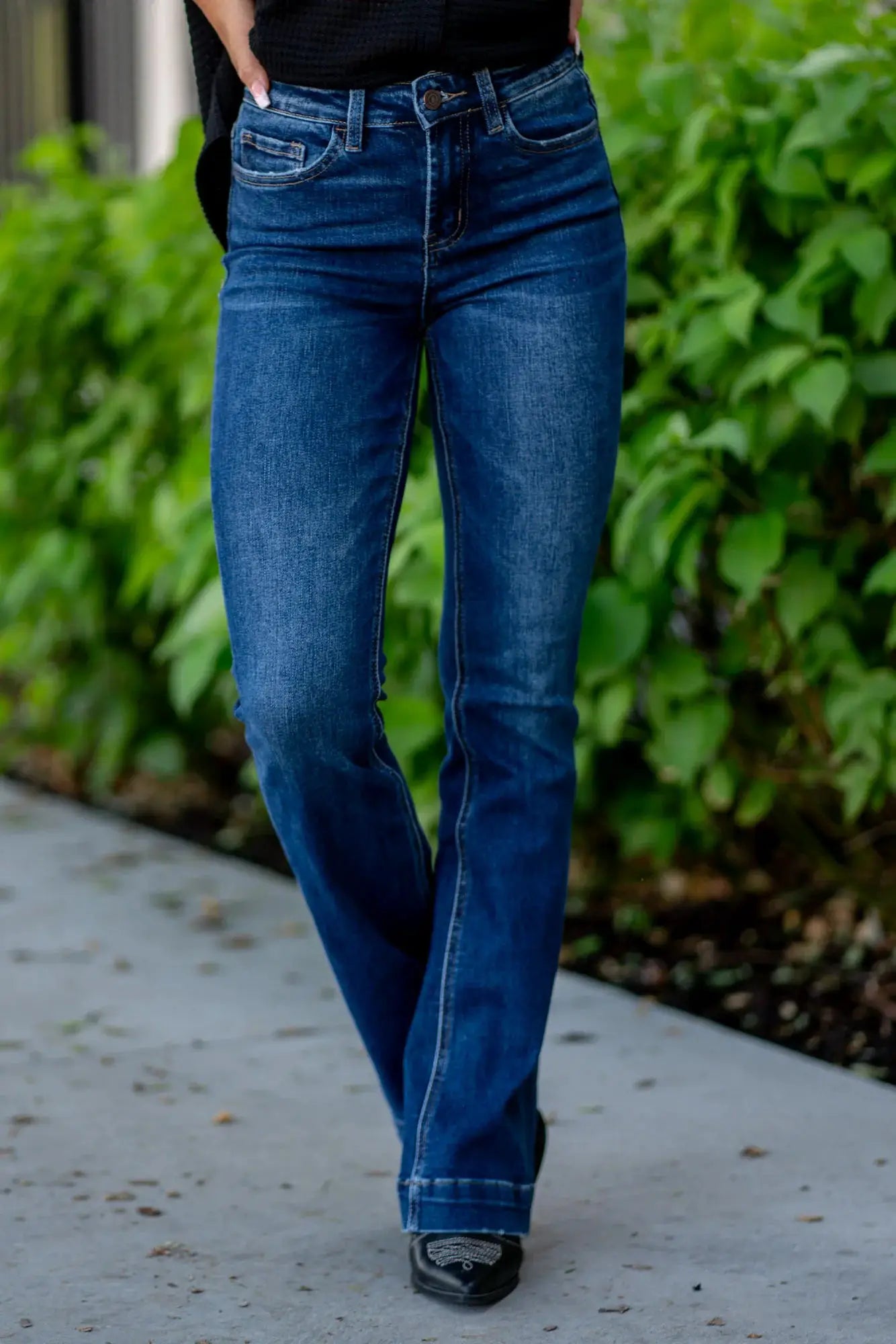 VERVET by FLYING MONKEY VERVET High Rise Trouser Hem Bootcut Jeans - Jeans
