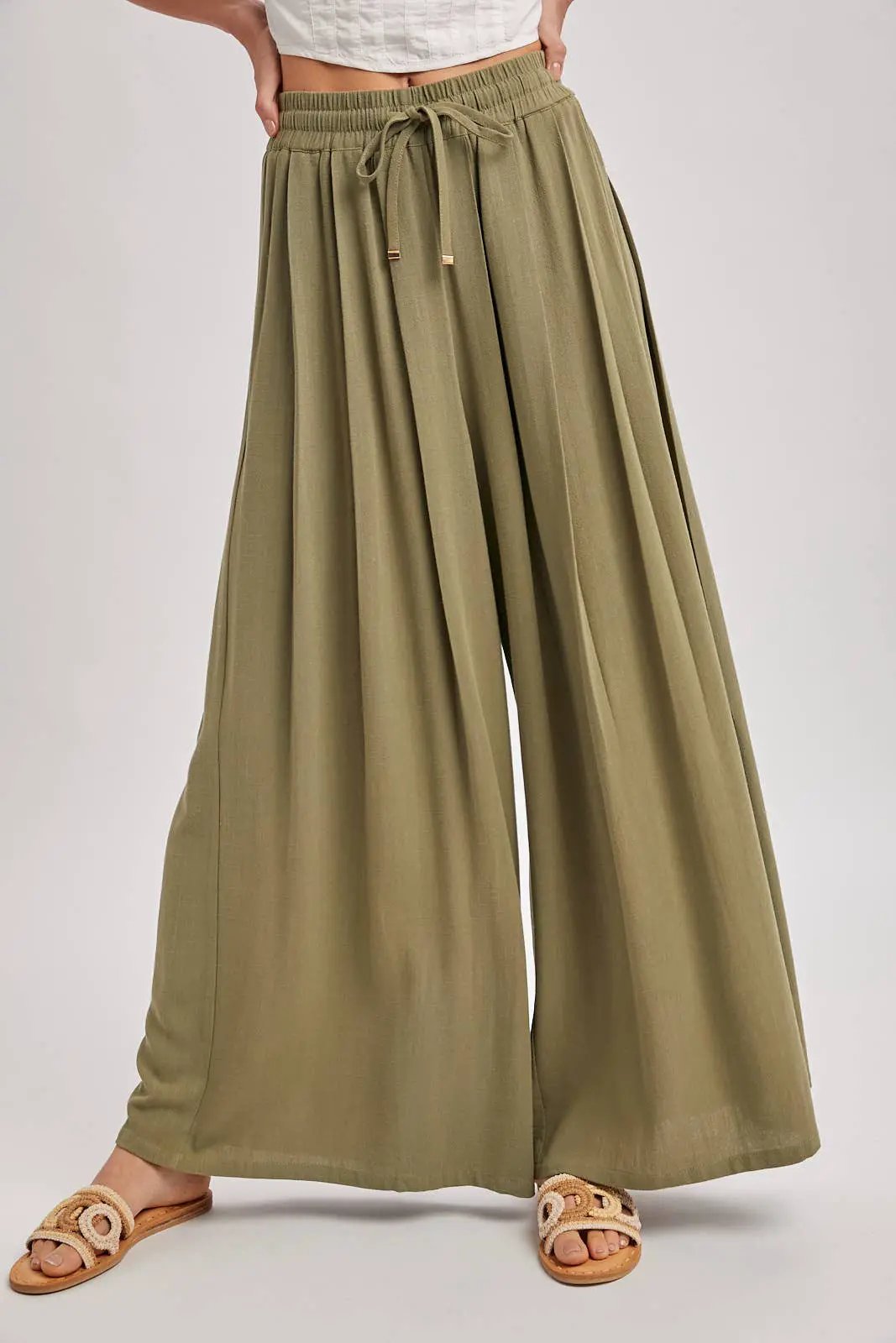 Bluivy The Light Olive Palazzo Pants - Pants