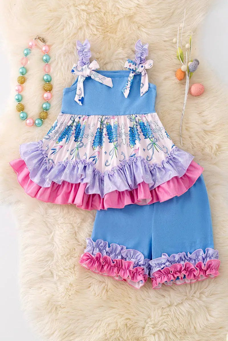 Kids Charm Online The Bluebonnet Ruffle Top & Short Set - Baby & Toddler Outfits