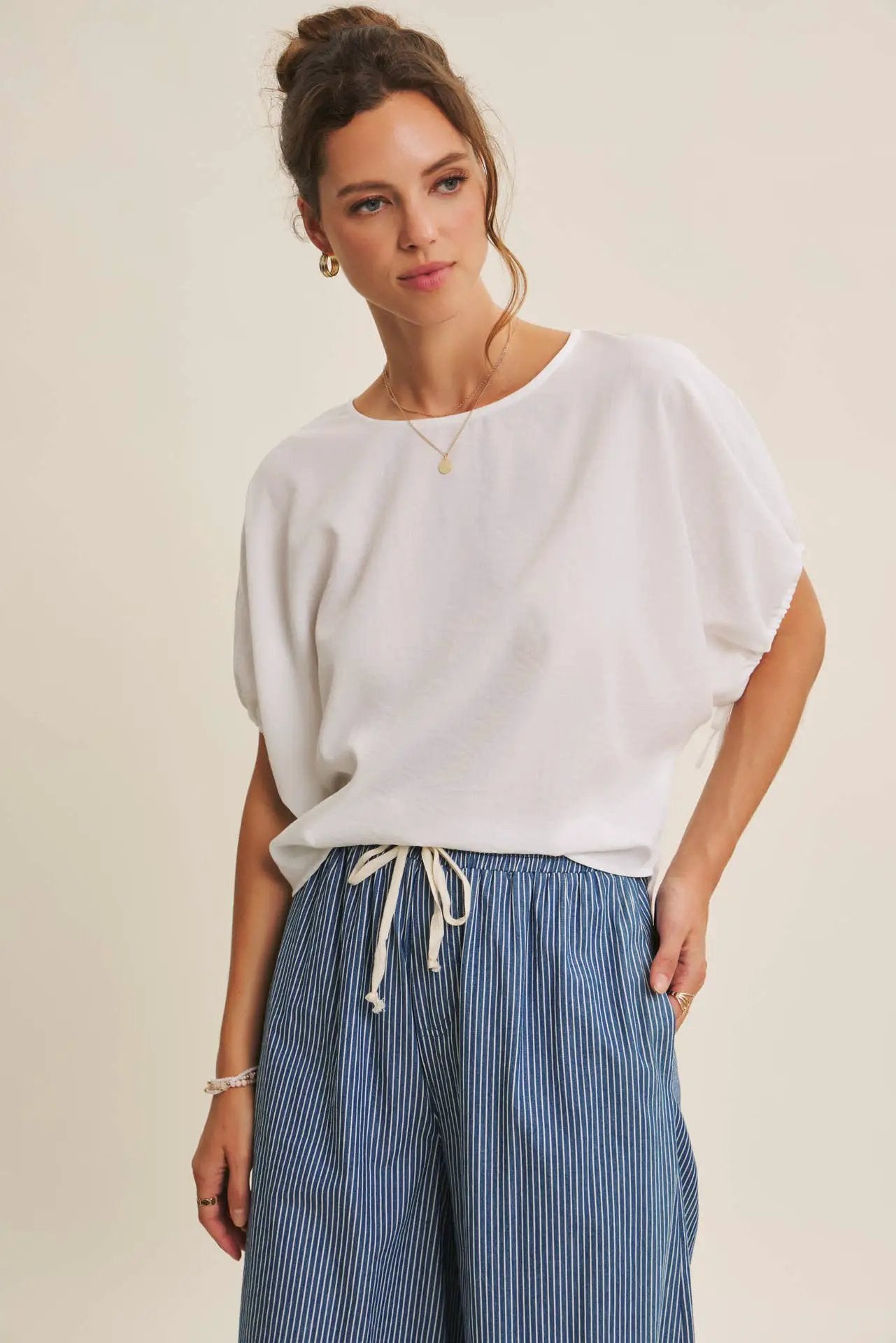 in february The Light & Lovely Dolman Blouse: Off White - Blouses