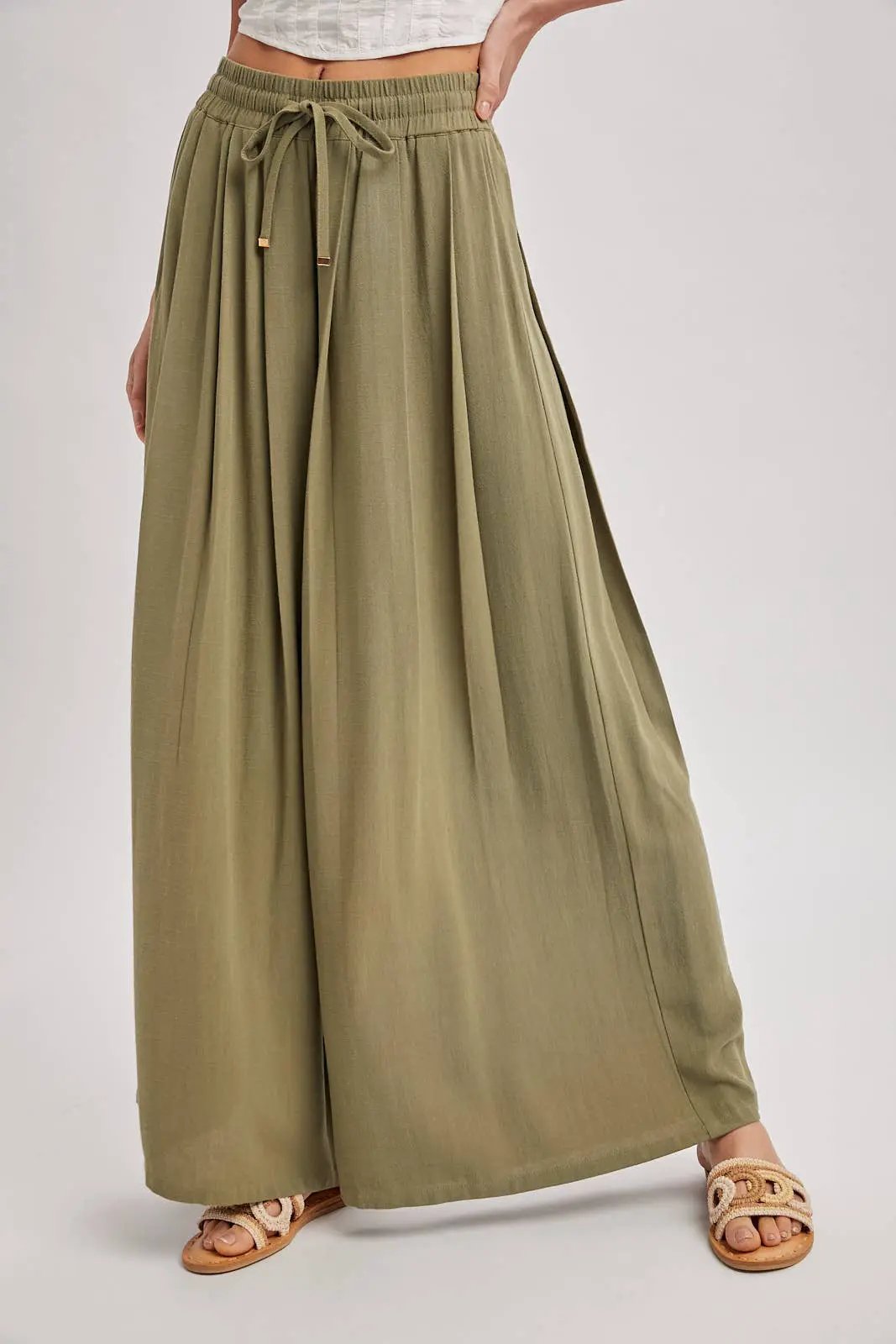Bluivy The Light Olive Palazzo Pants - Pants