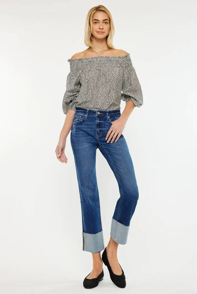 Kan Can USA KanCan Mid Rise Crop Straight Jeans - Jeans