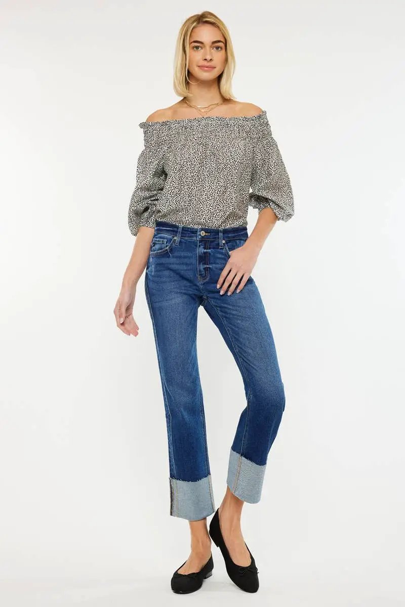 Kan Can USA KanCan Mid Rise Crop Straight Jeans - Jeans