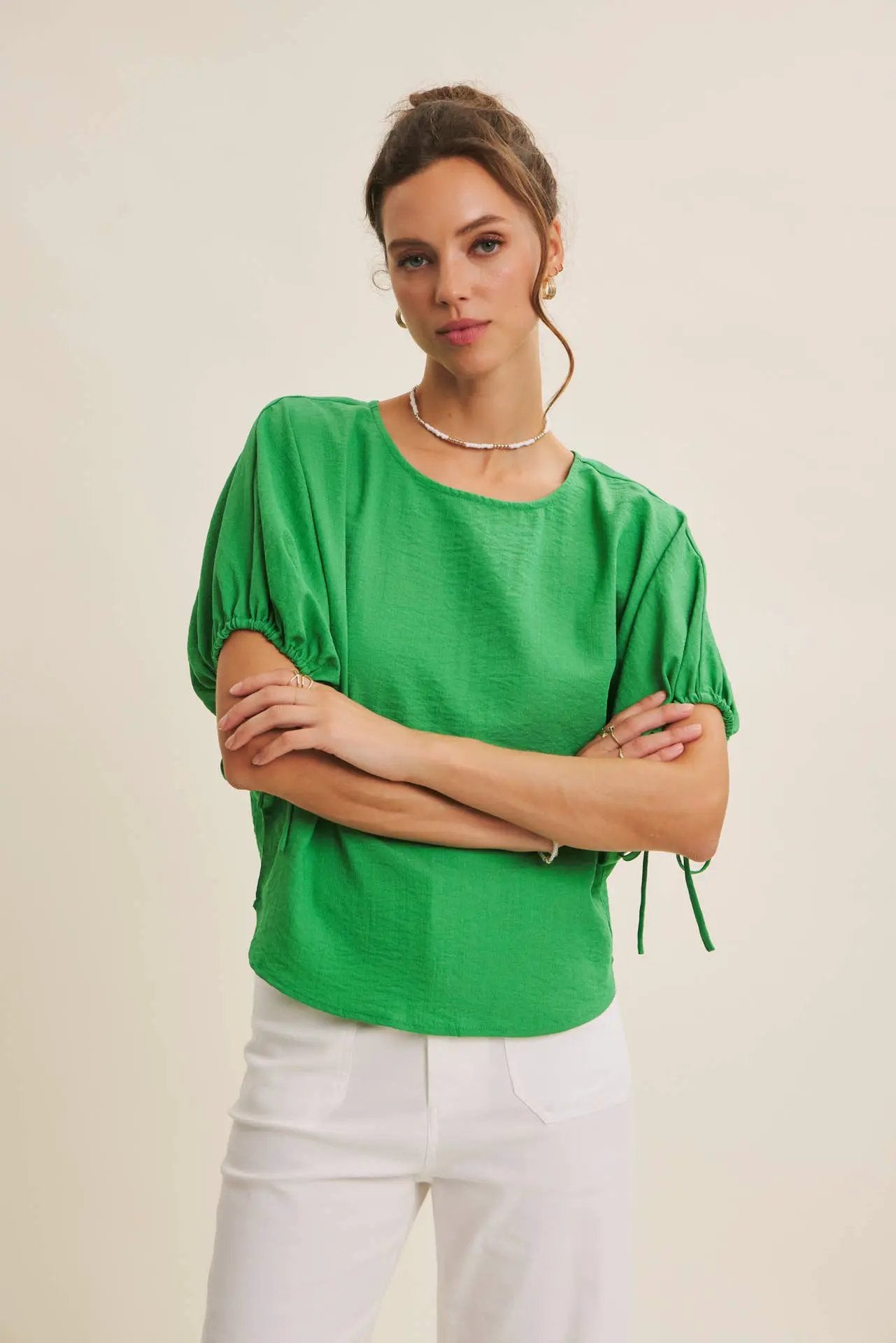 in february The Light & Lovely Dolman Blouse: Kelly Green - Blouses