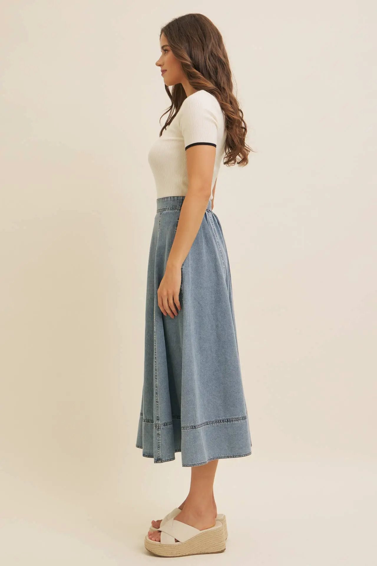 in february The Classic Charm Contrast Rib Sweater Top: Cream - Clothing Tops