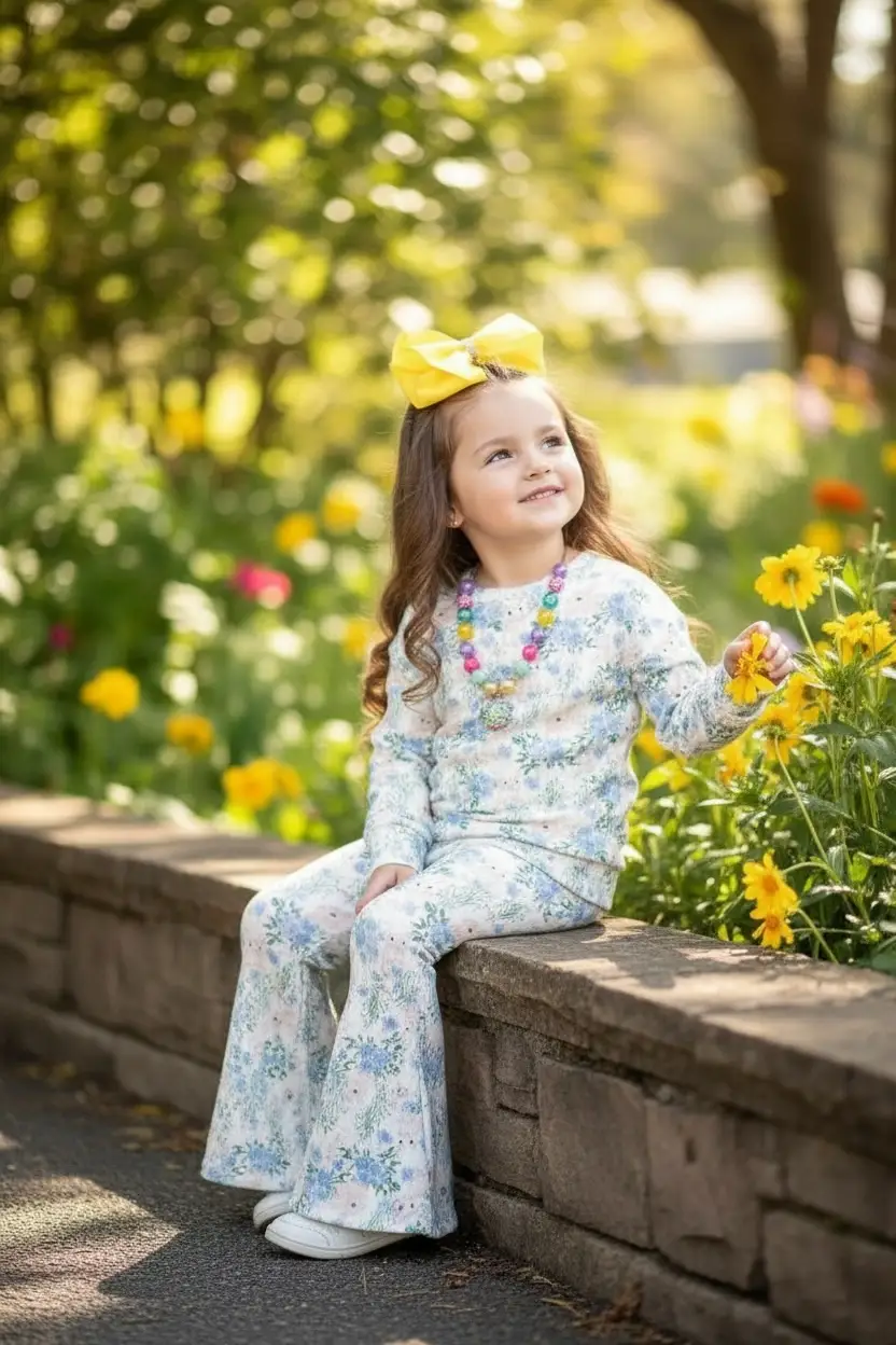 Kids Charm Online Kids Charm Online - Easter bunny printed girls 2 piece set. - Outfit Sets