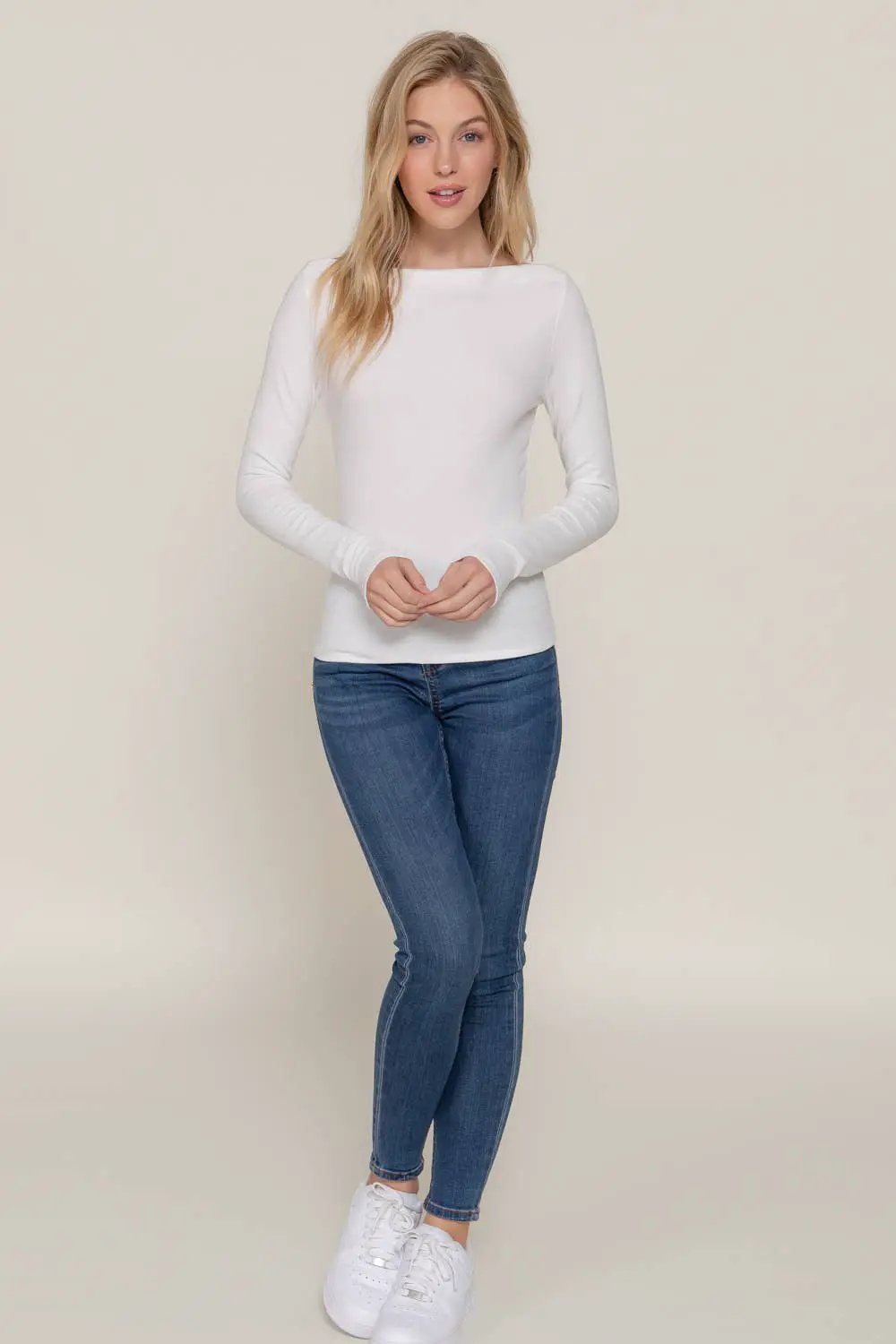 Active Basic | Active USA Chasing Clouds Wide Boat Neck Knit Top - Shirts