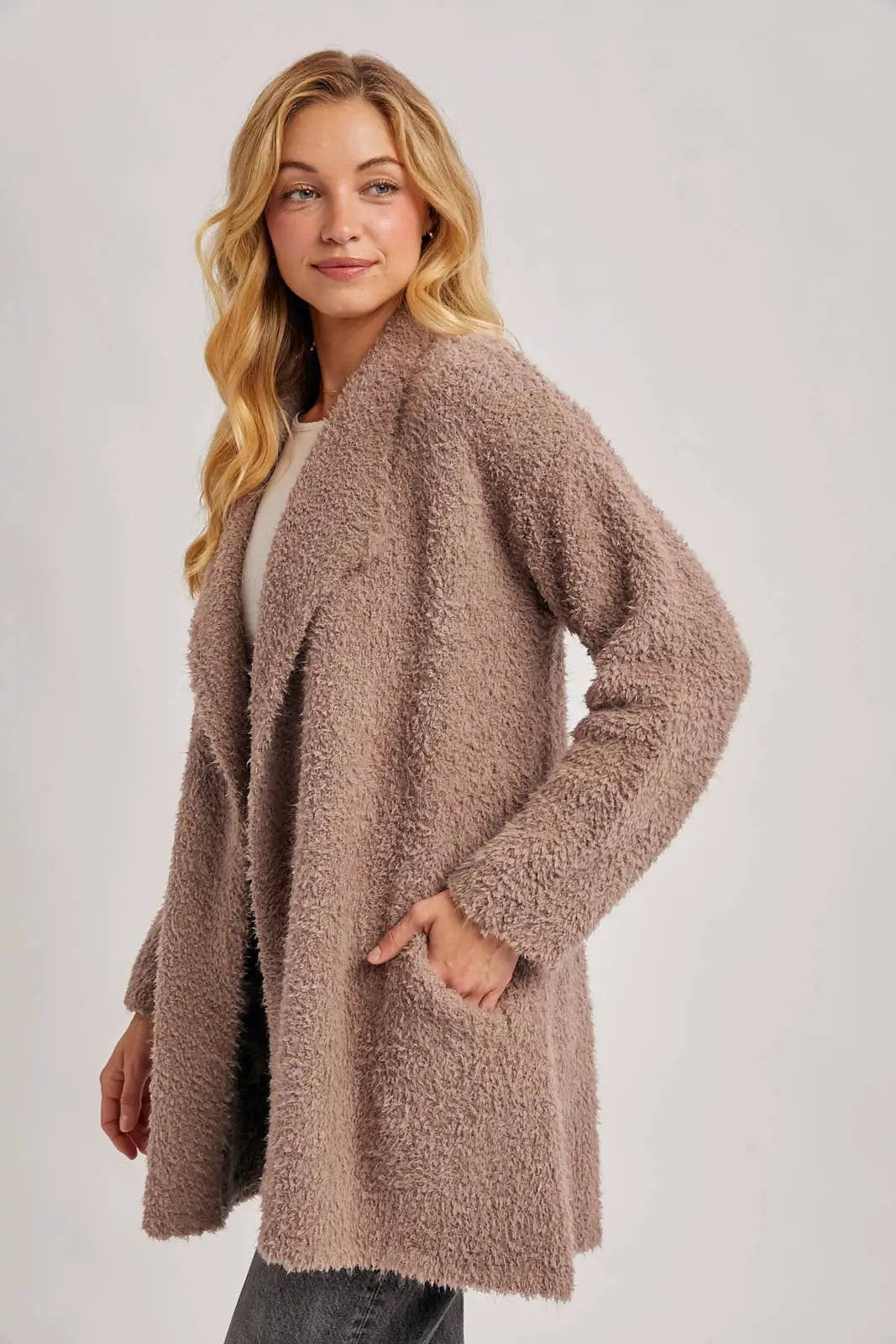 Bluivy Bluivy - Cloud Nine Fuzzy Drape-Front Cardigan - Cardigans