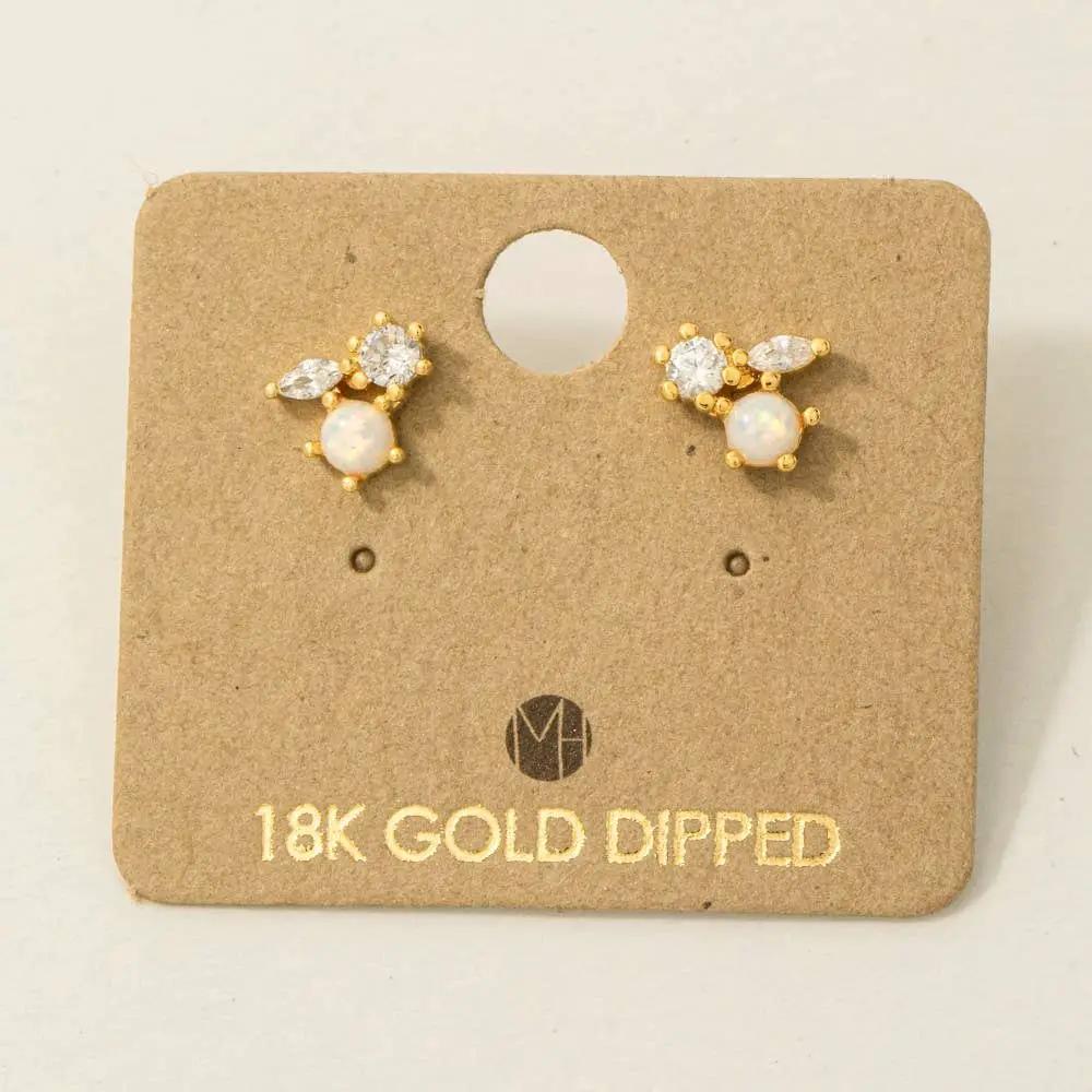 Fame Accessories The Opal Glow Trio Stud Earrings - Earrings