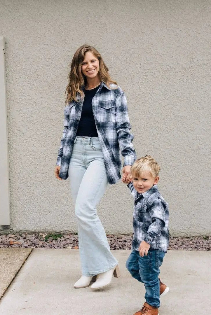 HAHA MAMA Clothing Lightweight Navy Flannel - CHILD - Baby & Toddler Tops