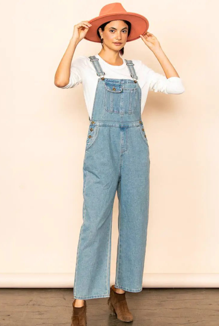 Elloh Collection Vintage Mom Fit Denim Overalls - One-Pieces