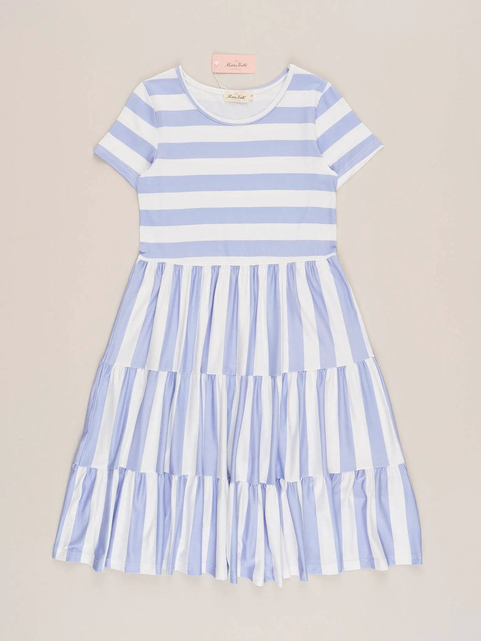 Marie Nicole Clothing Marie Nicole Clothing - Periwinkle Striped Swing Dress - MINI - Dresses