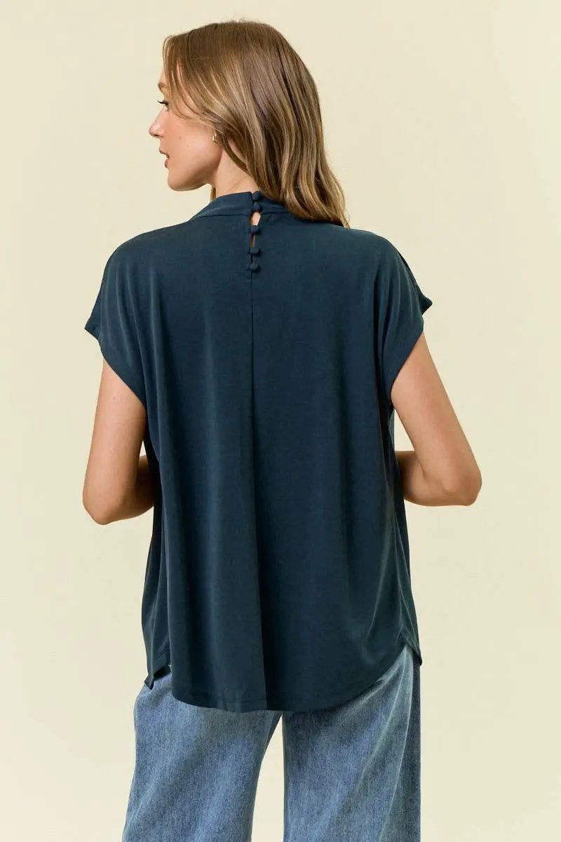 Doe and Rae The Velvet Current Draped Dolman Top – Midnight - Blouses