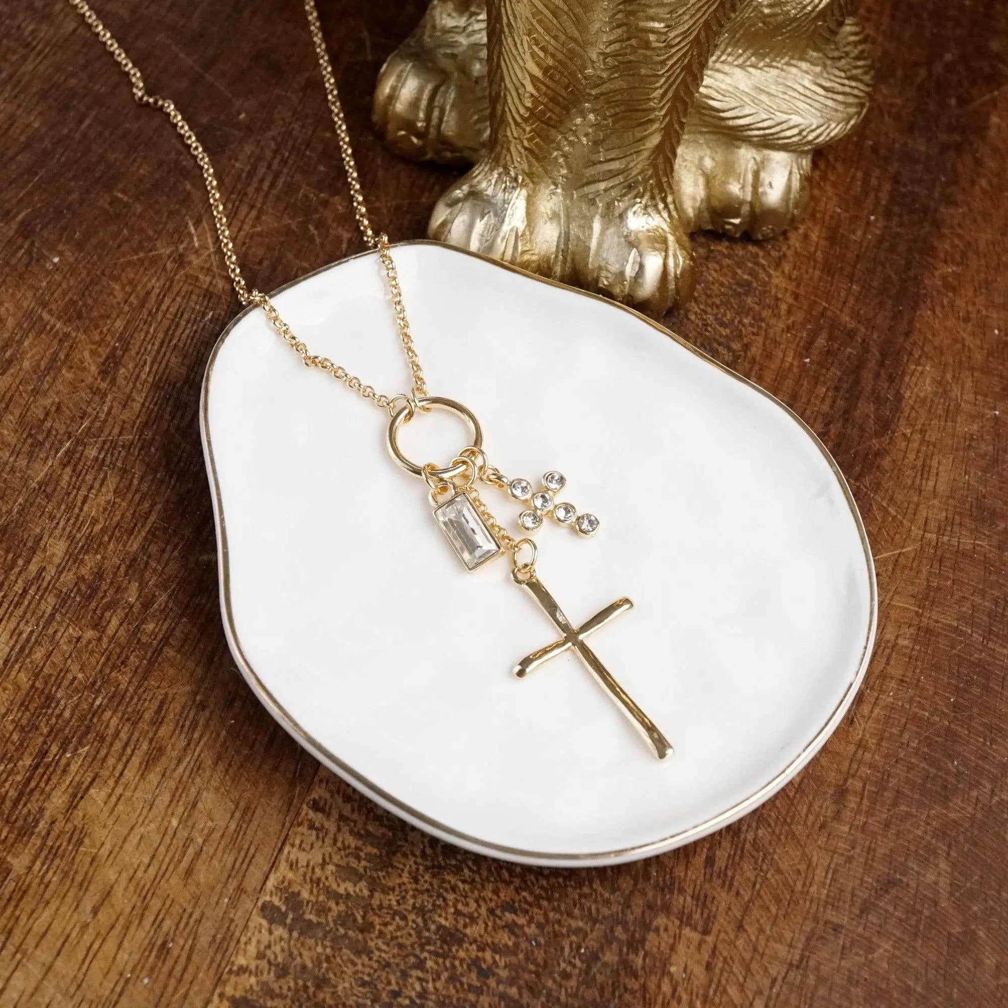 PennyLine inc The Sparkle Faith Cluster Charm Necklace – Gold - Necklaces