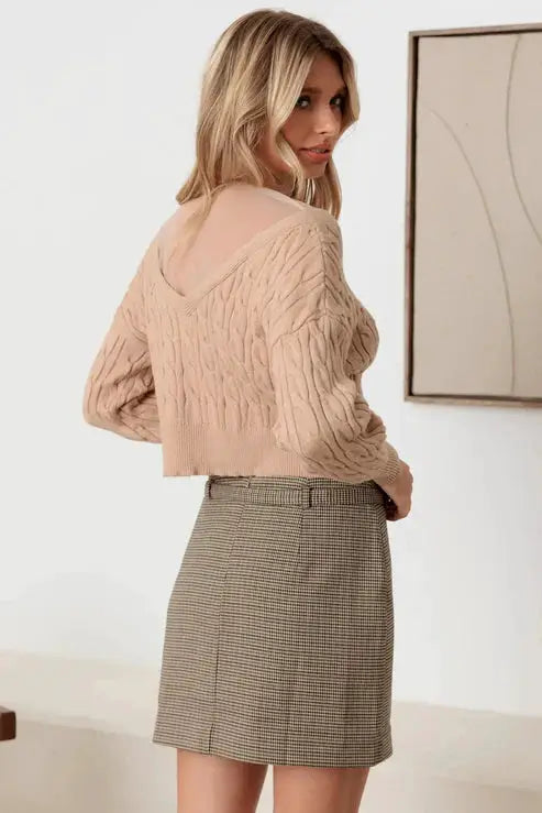 36 POINTS Cable Rhinestone Button-Up Long Sleeve Sweater - Sweaters rhinestone button cable sweater
