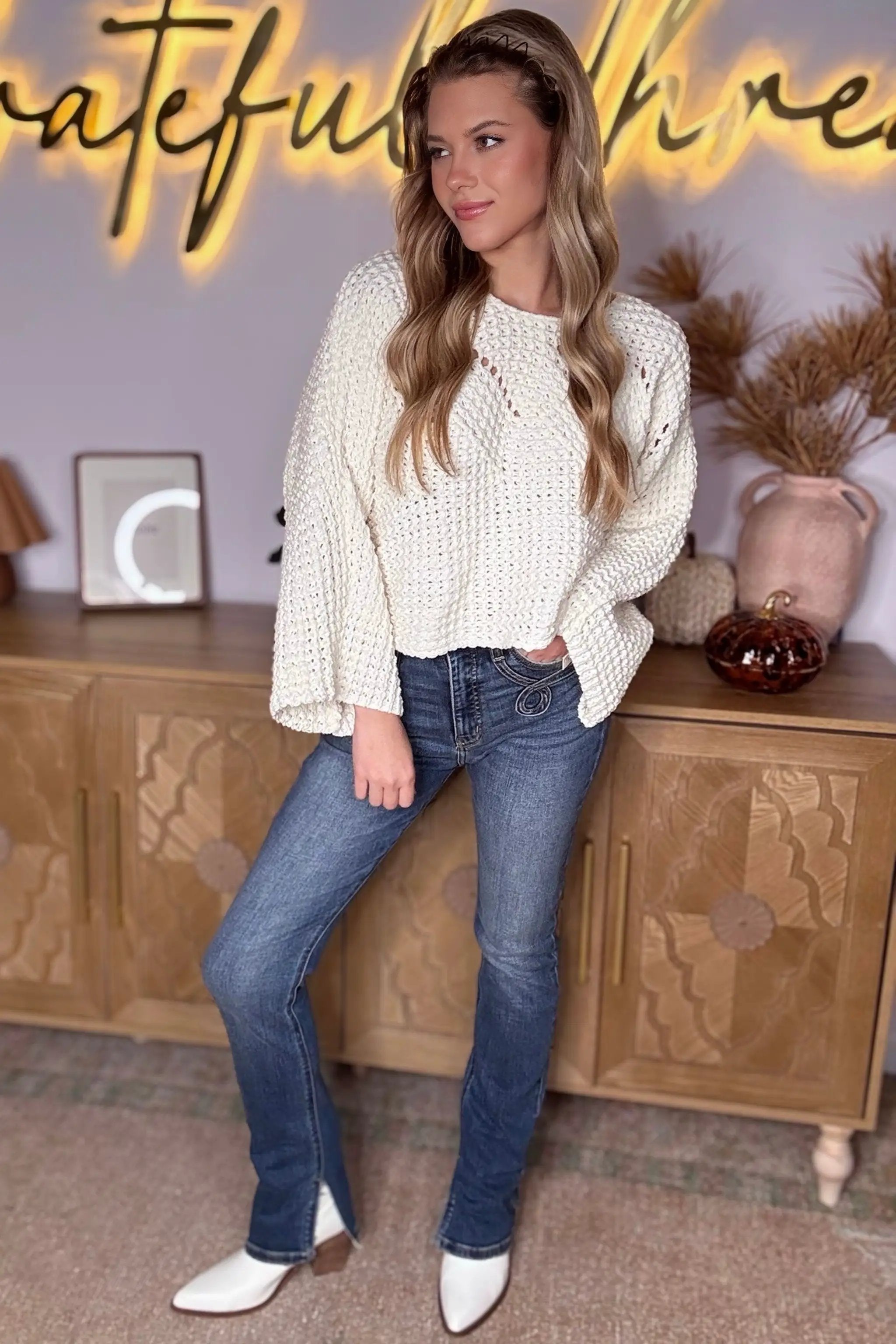 POL POL Cropped Chenille Sweater - Sweaters