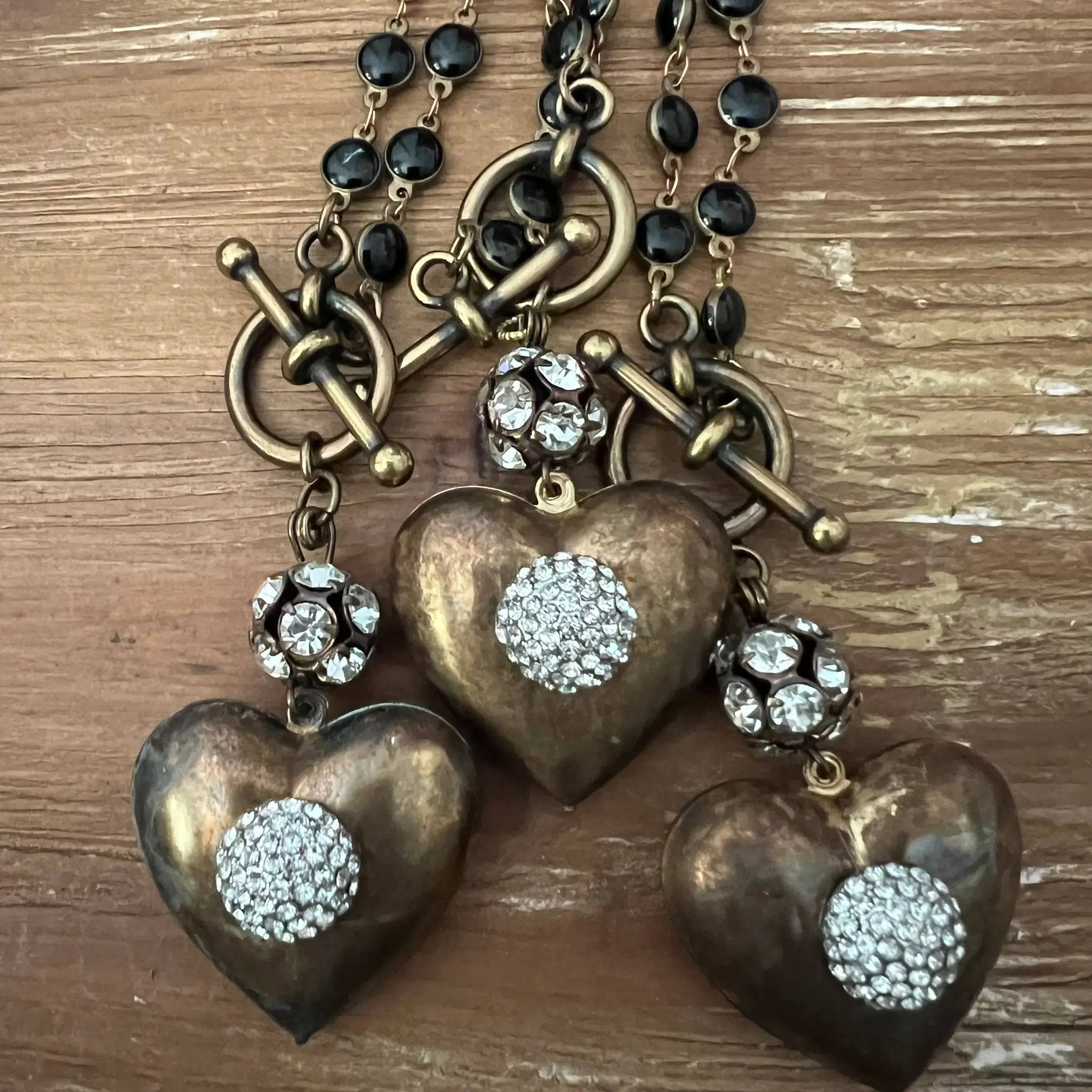 Chasing Cherubs Vintage Crystal Heart Necklace - Necklaces