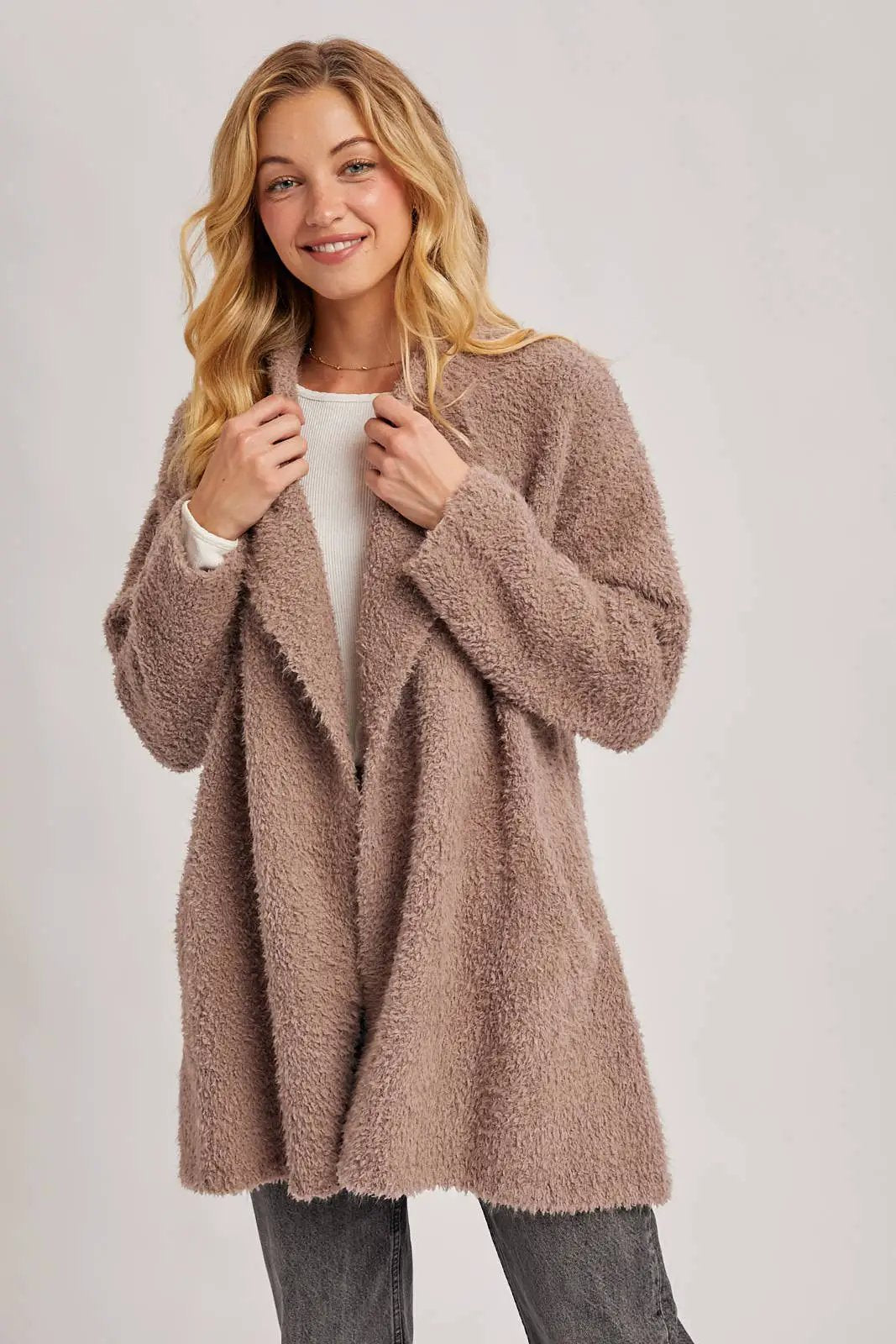 Bluivy Bluivy - Cloud Nine Fuzzy Drape-Front Cardigan - Cardigans