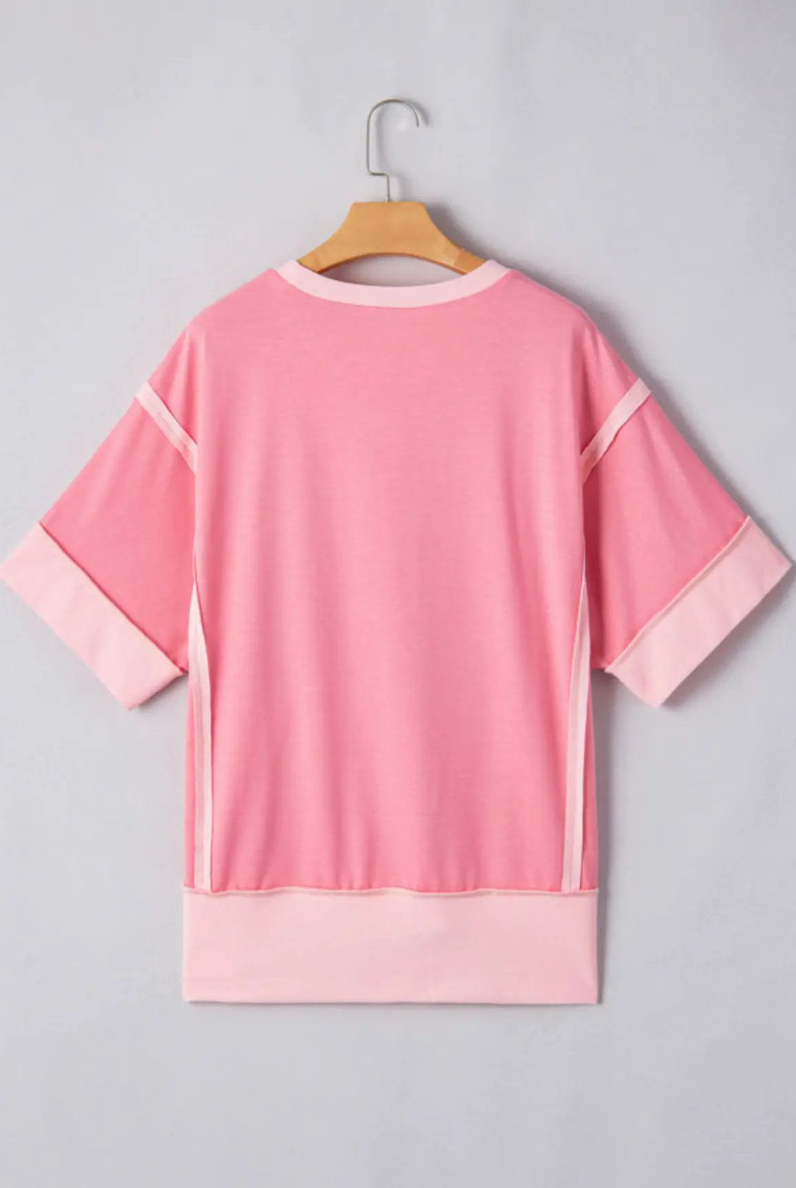 Grateful Threads Boutique Peach Blossom Half Sleeve Raw Seam High Low Side Split Top - Clothing Tops Peach Blossom Half Sleeve Raw Seam High Low Side Split