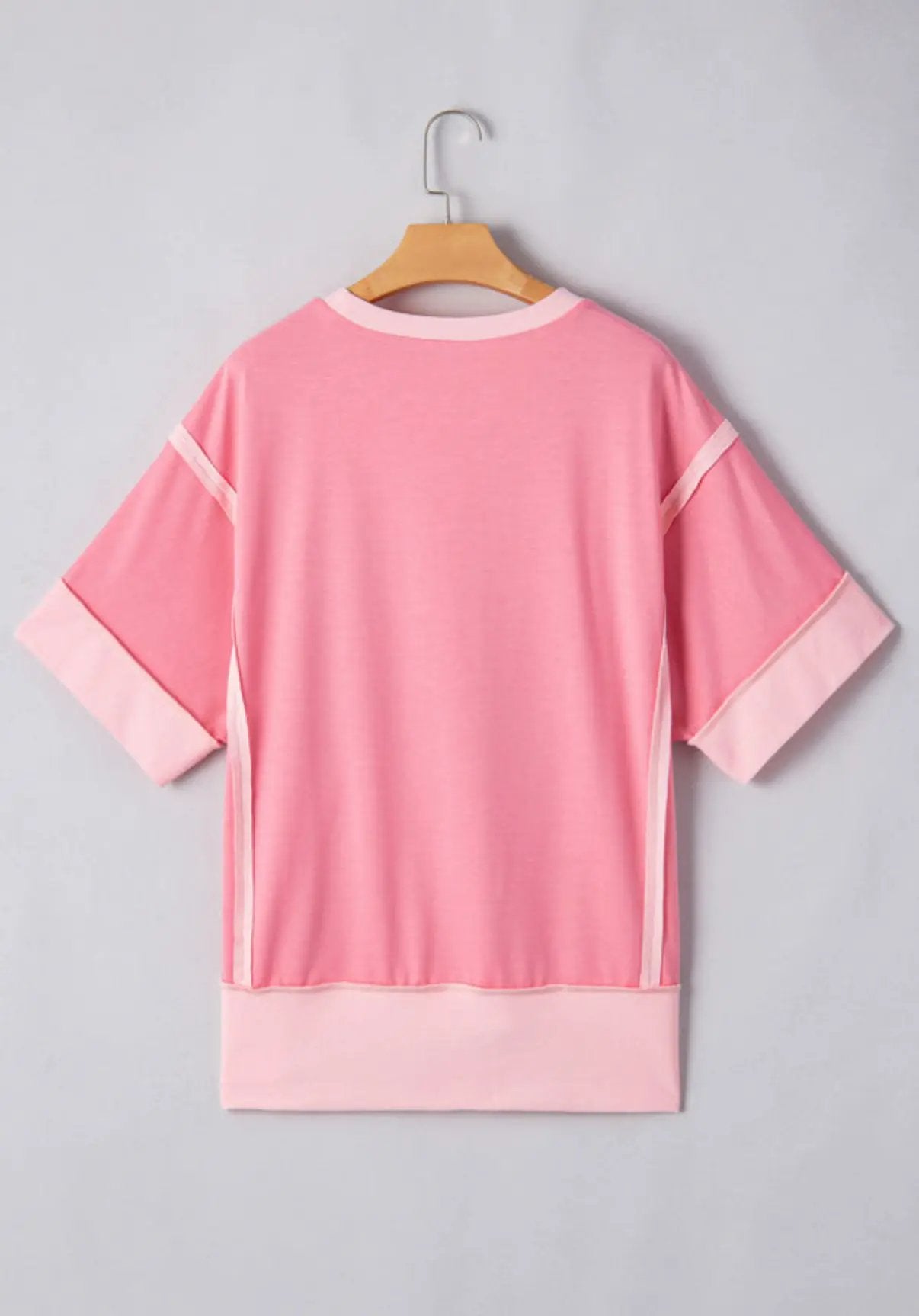 Grateful Threads Boutique Peach Blossom Half Sleeve Raw Seam High Low Side Split Top - Clothing Tops Peach Blossom Half Sleeve Raw Seam High Low Side Split