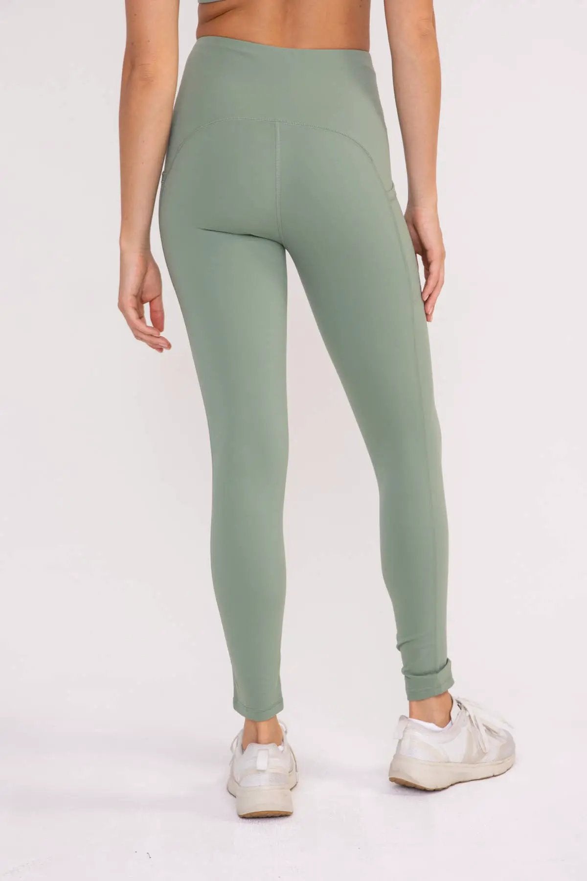Mono B Mono B - No Front Seam Lycra-Blend Swoop Leggings in Sea Spray - Leggings Mono B -No Front Seam Lycra-Blend Swoop Leggings