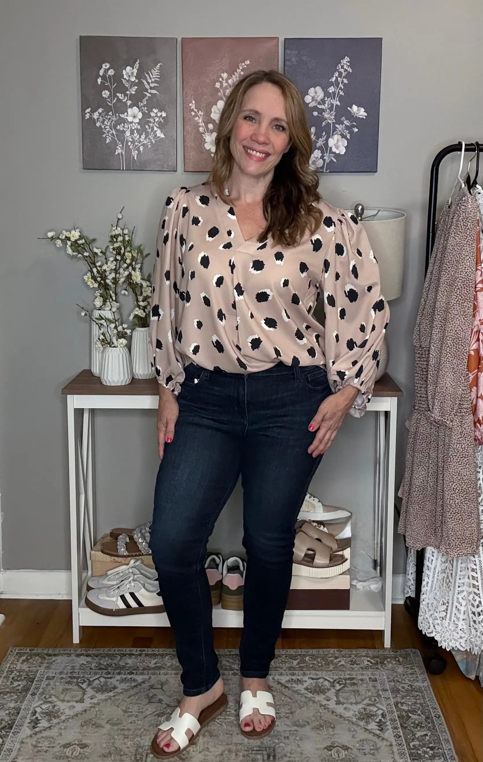 Grateful Threads Boutique Khaki Classic Leopard V-Neck Bracelet Sleeve Blouse - Blouses Leopard V Neck Blouse