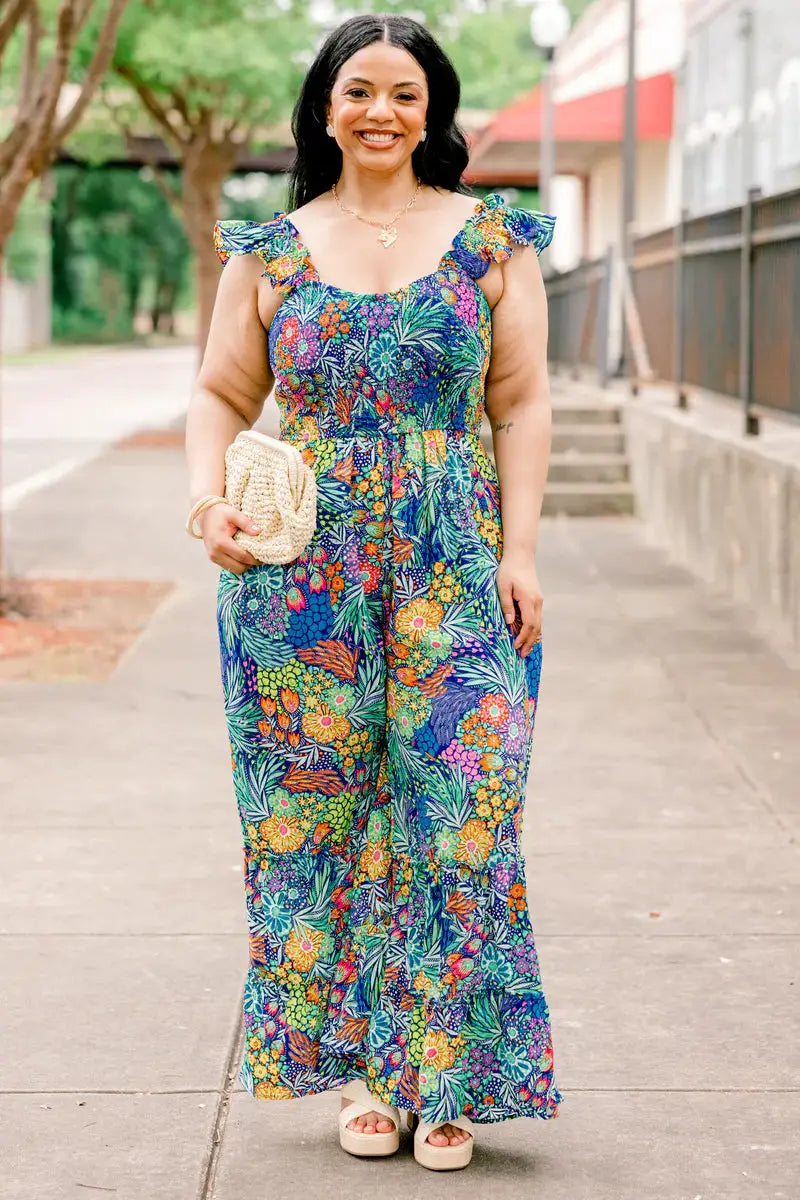 Hailey & Co The Flirty Floral Touch Jumpsuit: Curvy - One-Pieces