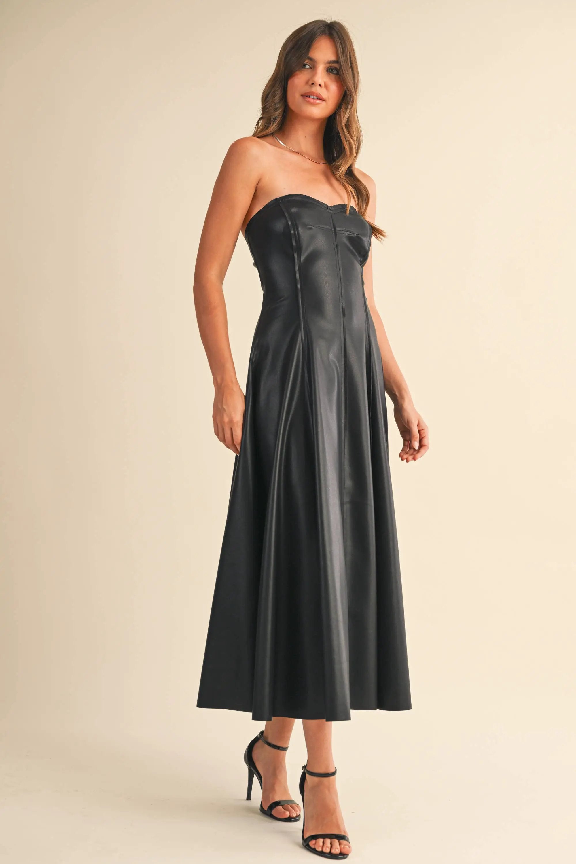 Klesis The After Dark Faux Leather Midi Dress - Dresses