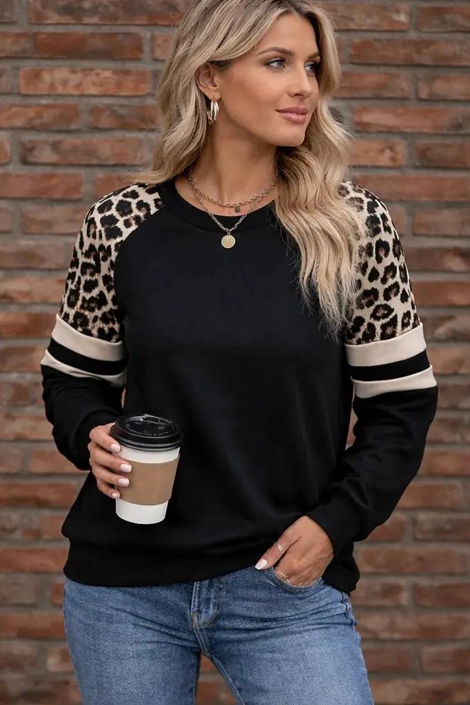 Grateful Threads Boutique Ragland Sleeve Leopard Colorblock Sweatshirt - Sweatshirts