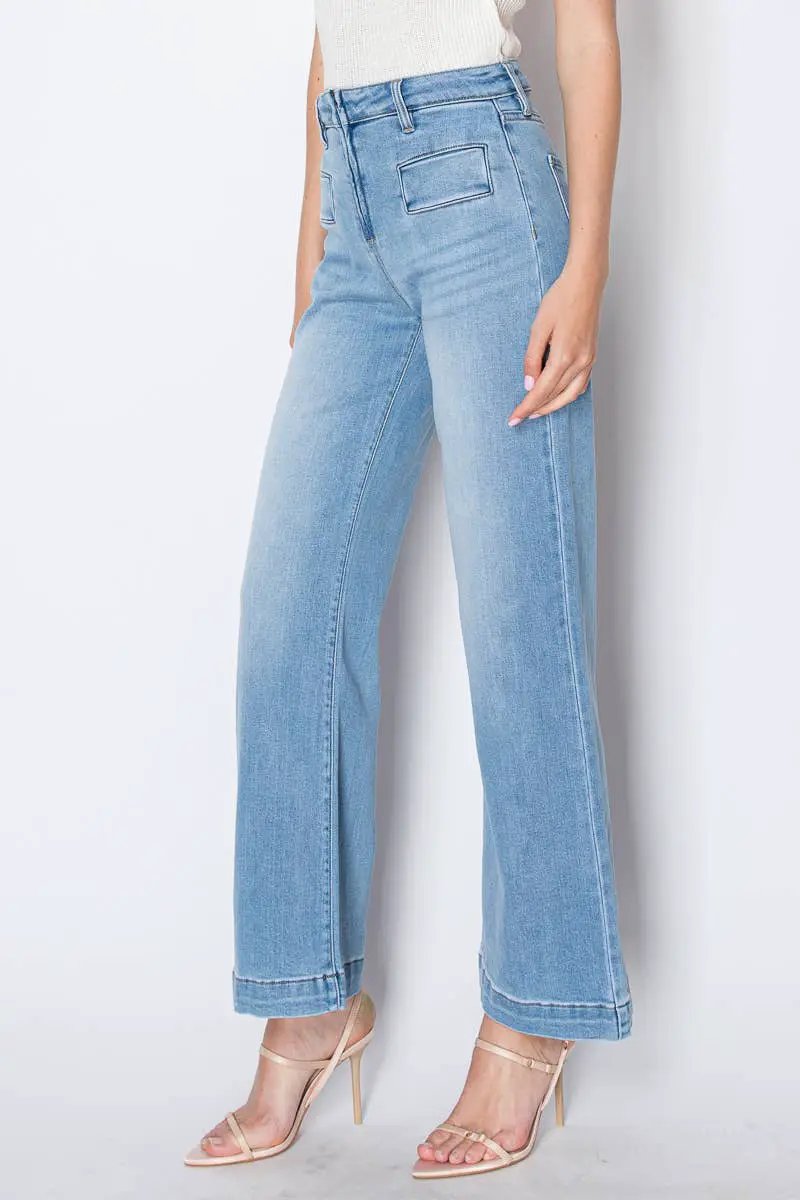 ARTEMIS VINTAGE Artemis Vintage Eco Fabric High Rise Front Pocket Holly Flare Jeans - Jeans