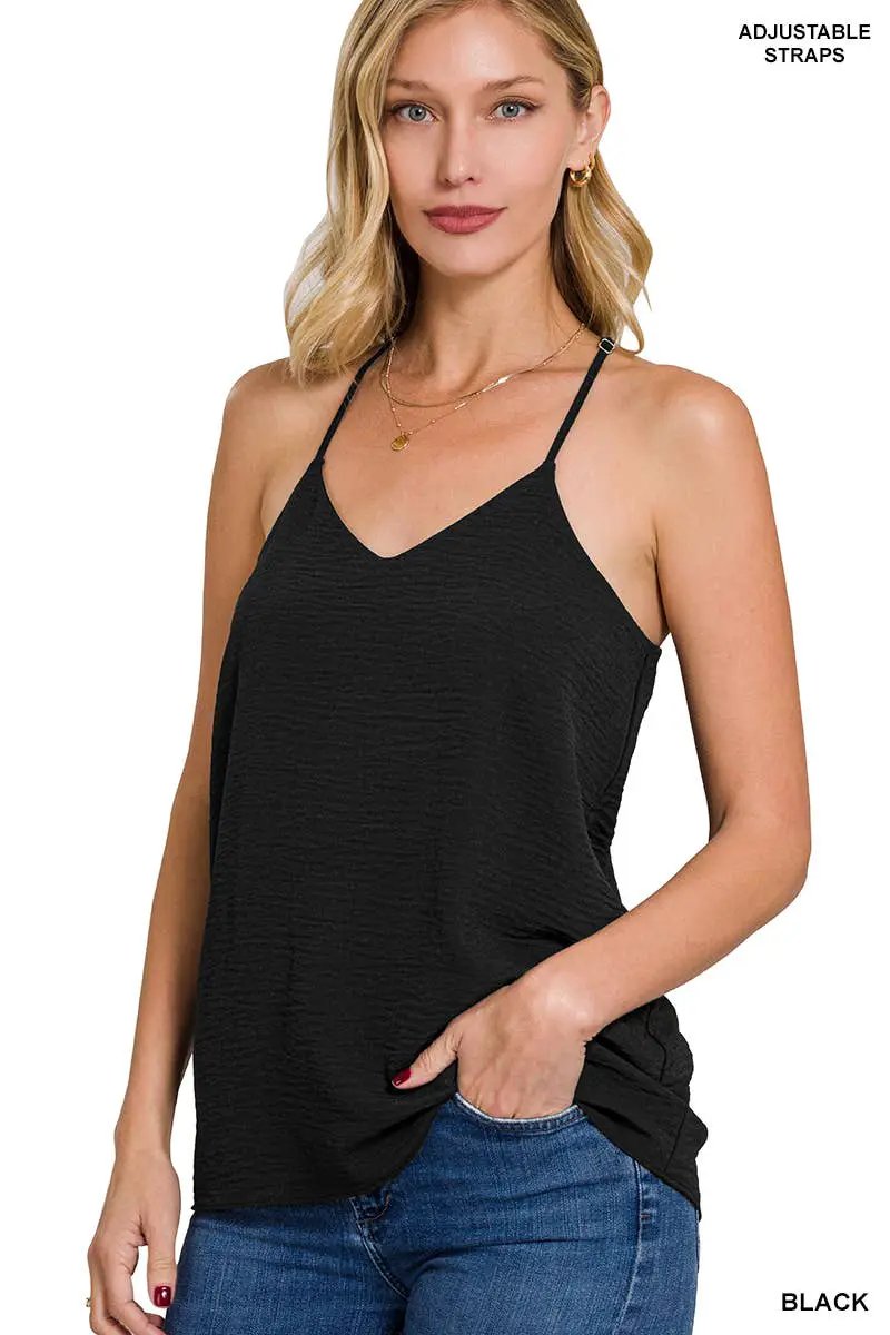 Zenana Zenana Adjustable Strap V-Neck Cami Top - Camisoles Adjustable strap v neck cami top