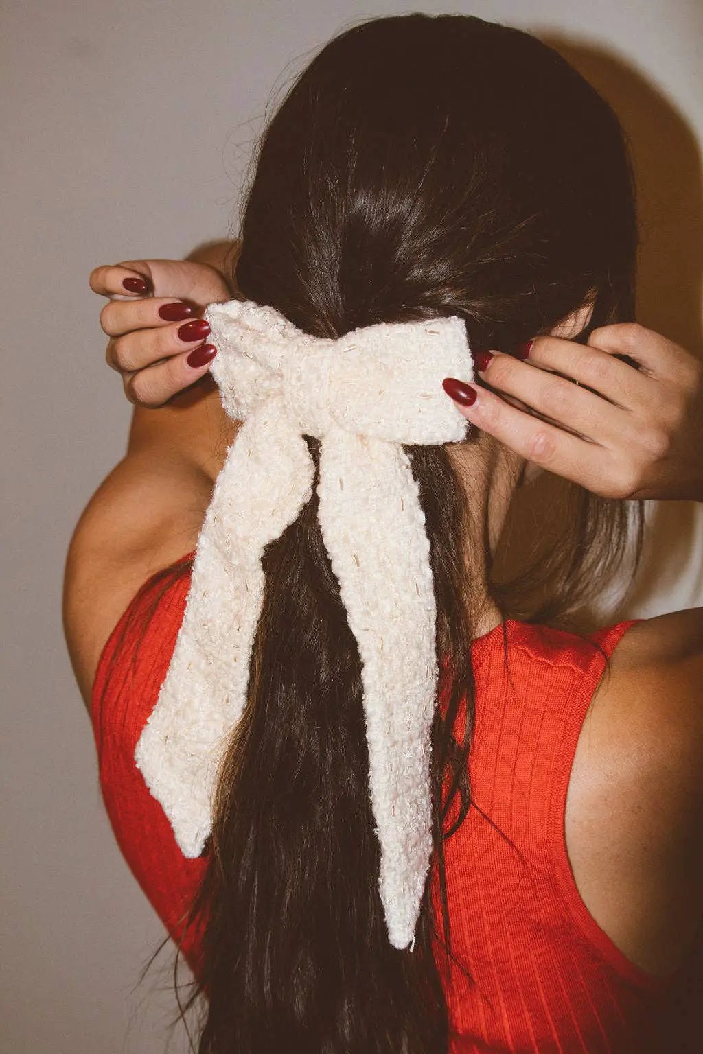 Shop ANDi Cream Tweed Bow - Hair Pins, Claws & Clips