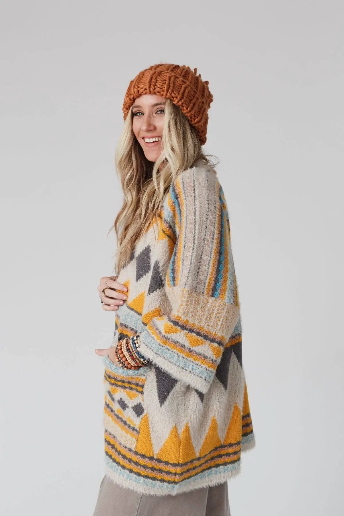 Three Bird Nest Three Bird Nest - Keep It Up Mustard Oversized Cardigan - Cardigans