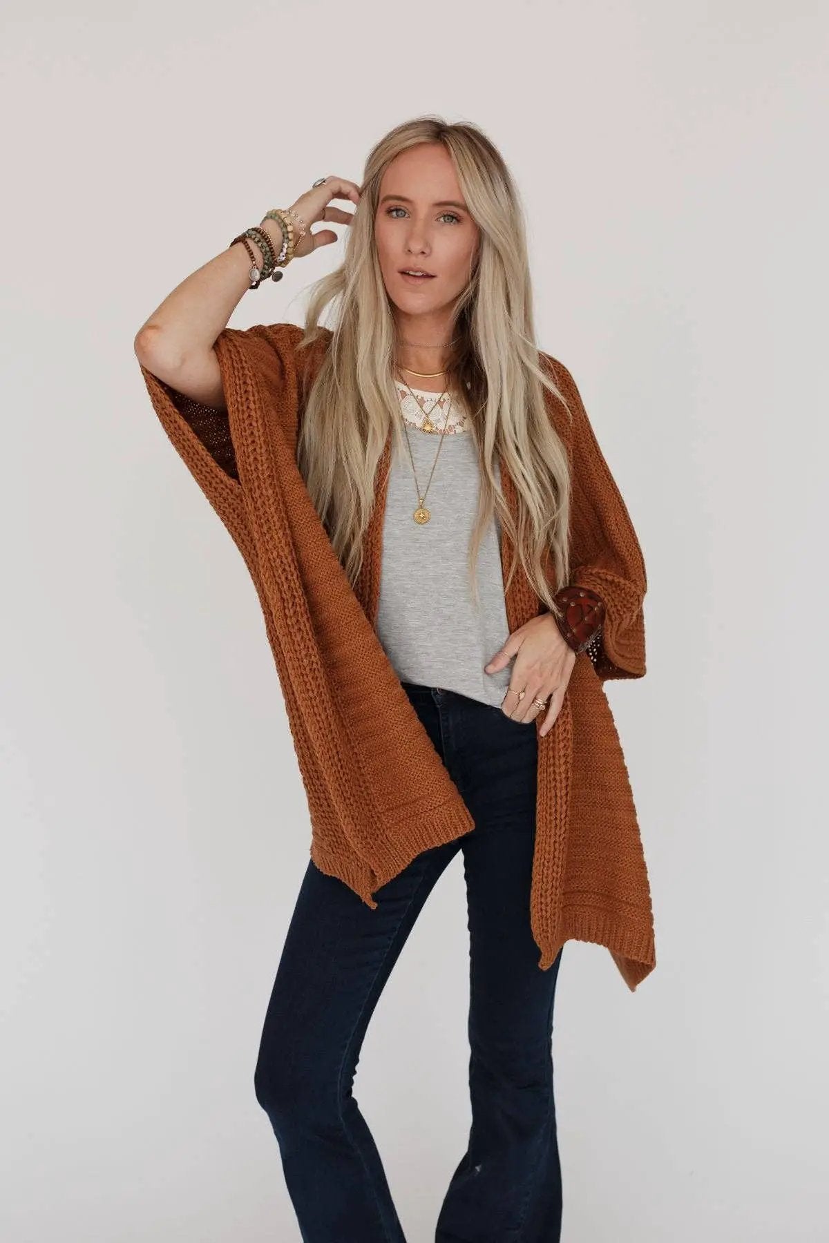 Three Bird Nest Three Bird Nest - So Deserving Ruana Chunky Knit Cardigan Sweater - Cardigans Three Bird Nest - So Deserving Knit Ruana