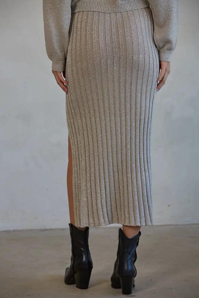 By Together The Nadine Skirt in Shimmer Ash Grey - Skirts