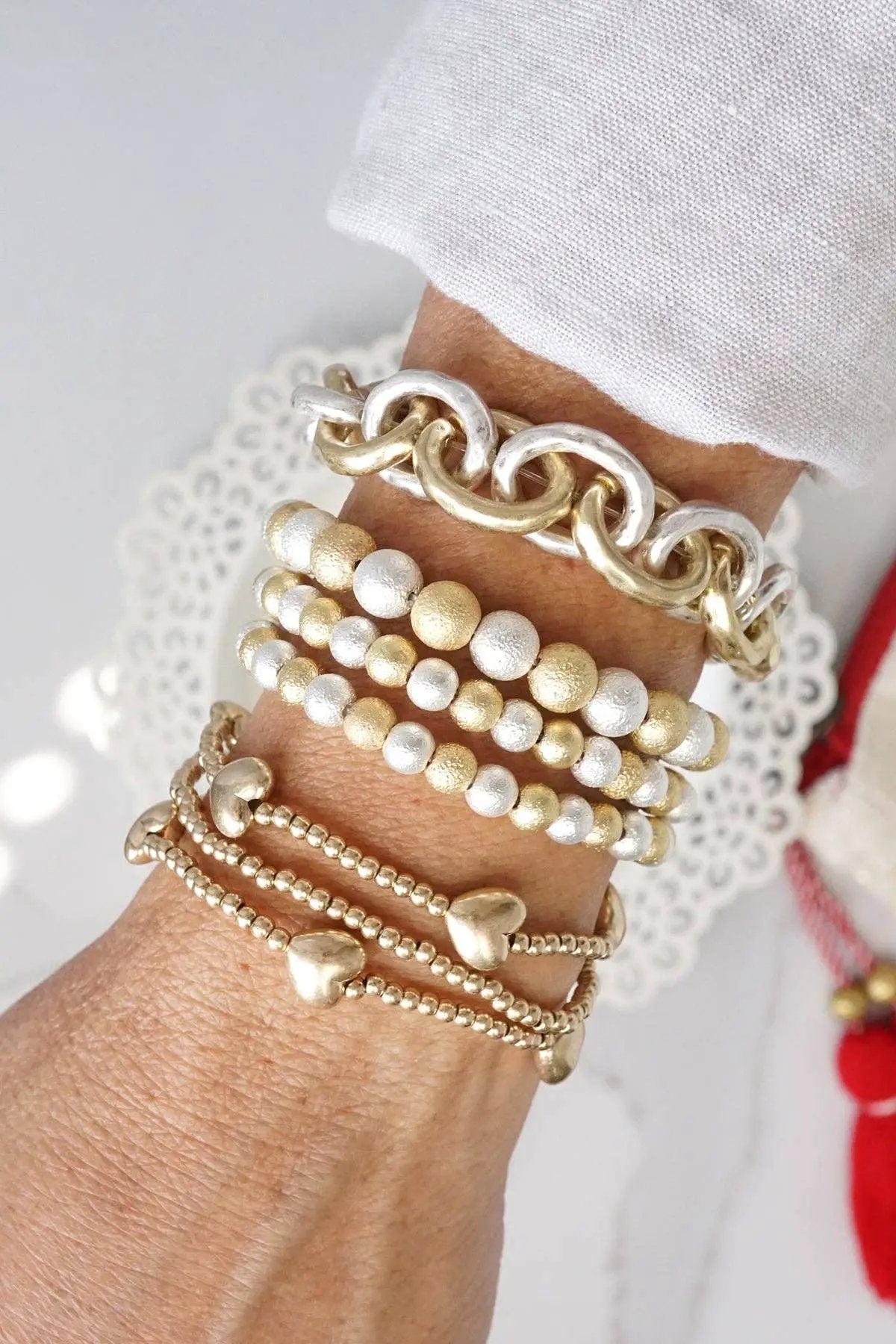 PennyLine inc The Chunky Chain Bracelet in Worn Silver & Gold - Bracelets