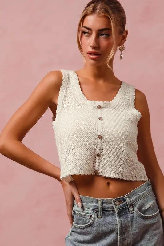 So Me Summer Breeze Chevron Knit Tank - Tank Tops chevron pattern lightweight tank top