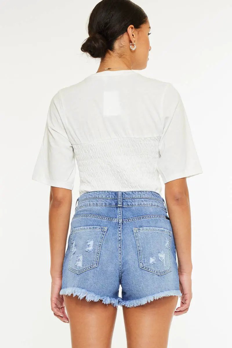 Kan Can USA KanCan OPEN PACK HIGH RISE MOM DENIM SHORTS - Shorts