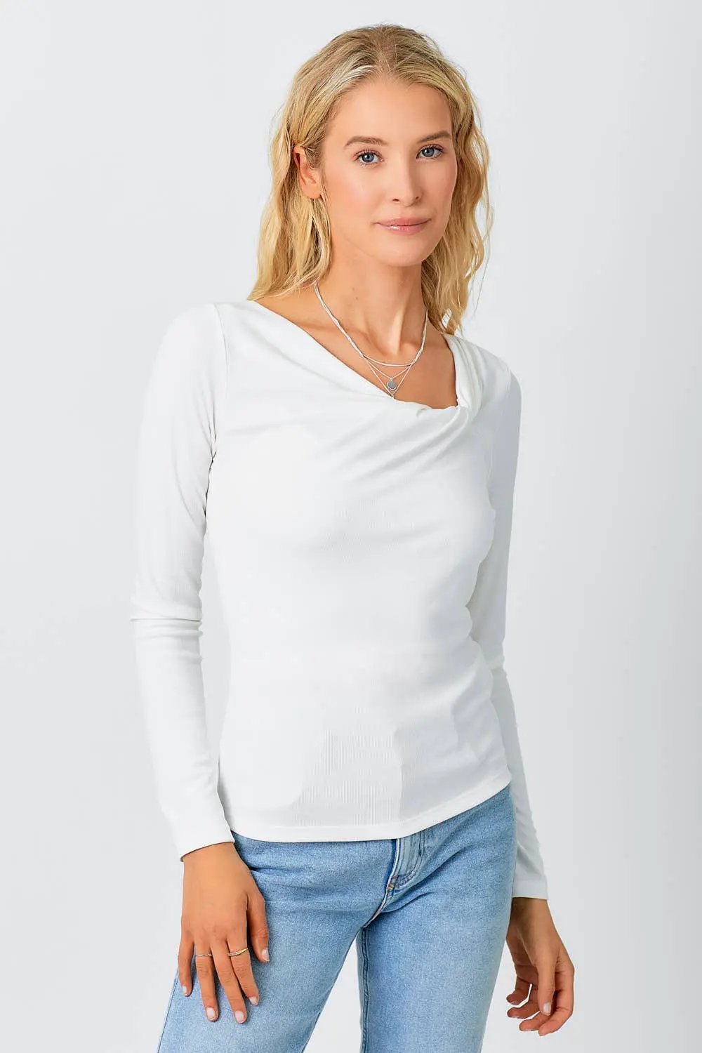 Mystree Mystree - Soft Focus Knot-Neck Modal Top - Blouses