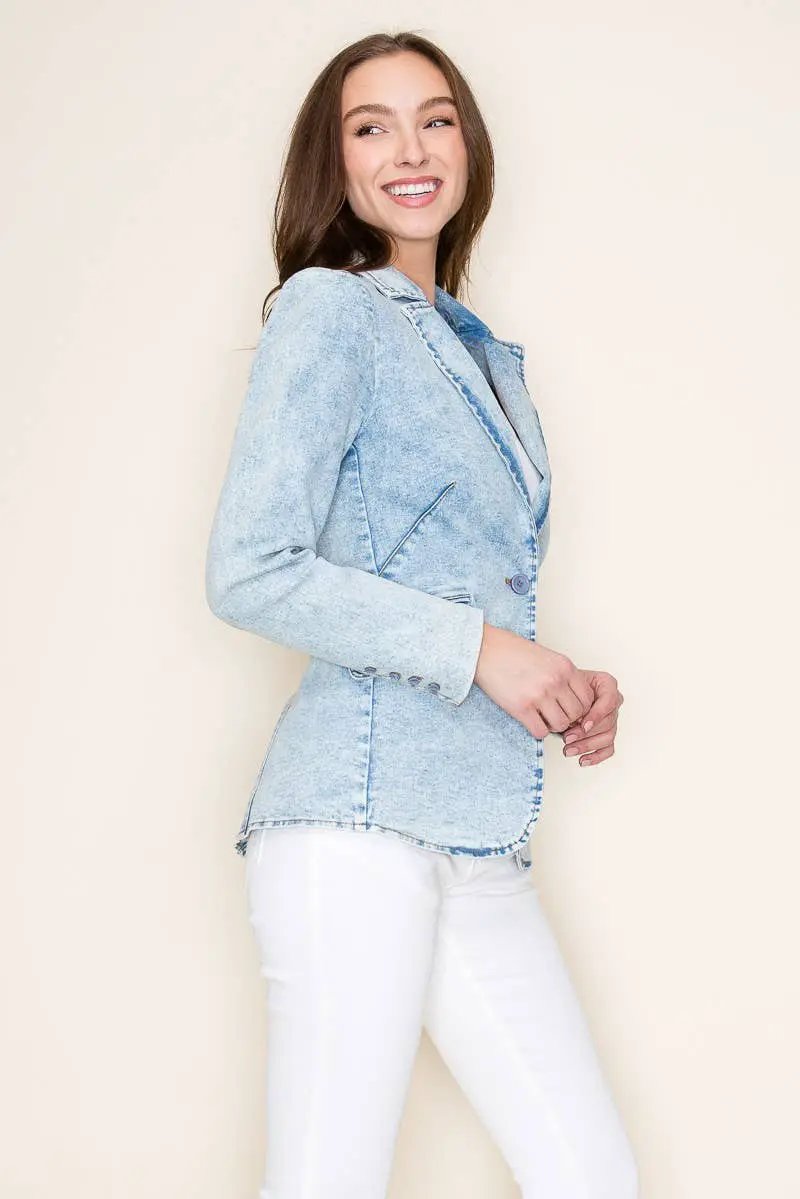 WISTERIA LANE Wisteria Lane - The Uptown Denim Blazer - Coats & Jackets
