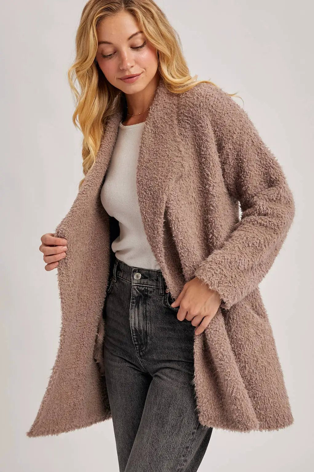 Bluivy Bluivy - Cloud Nine Fuzzy Drape-Front Cardigan - Cardigans