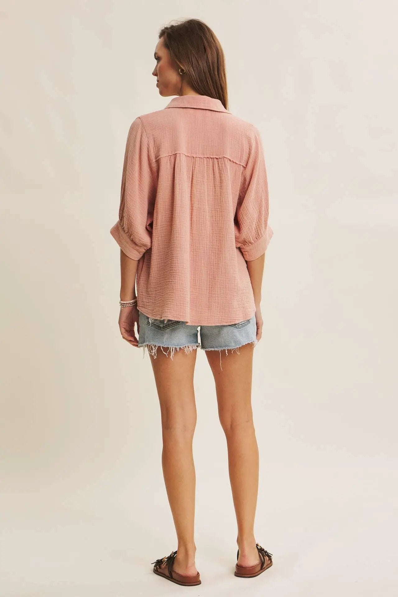 in february The Mineral-Washed Cotton Gauze Button-Down: Salmon - Shirts