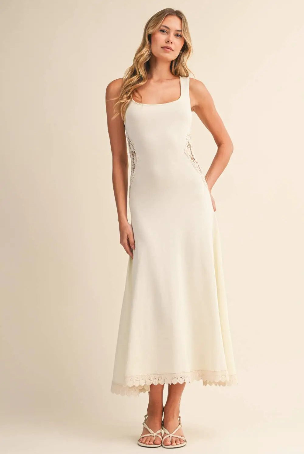 Klesis The Sunspell Crochet Panel Flare Dress - Dresses
